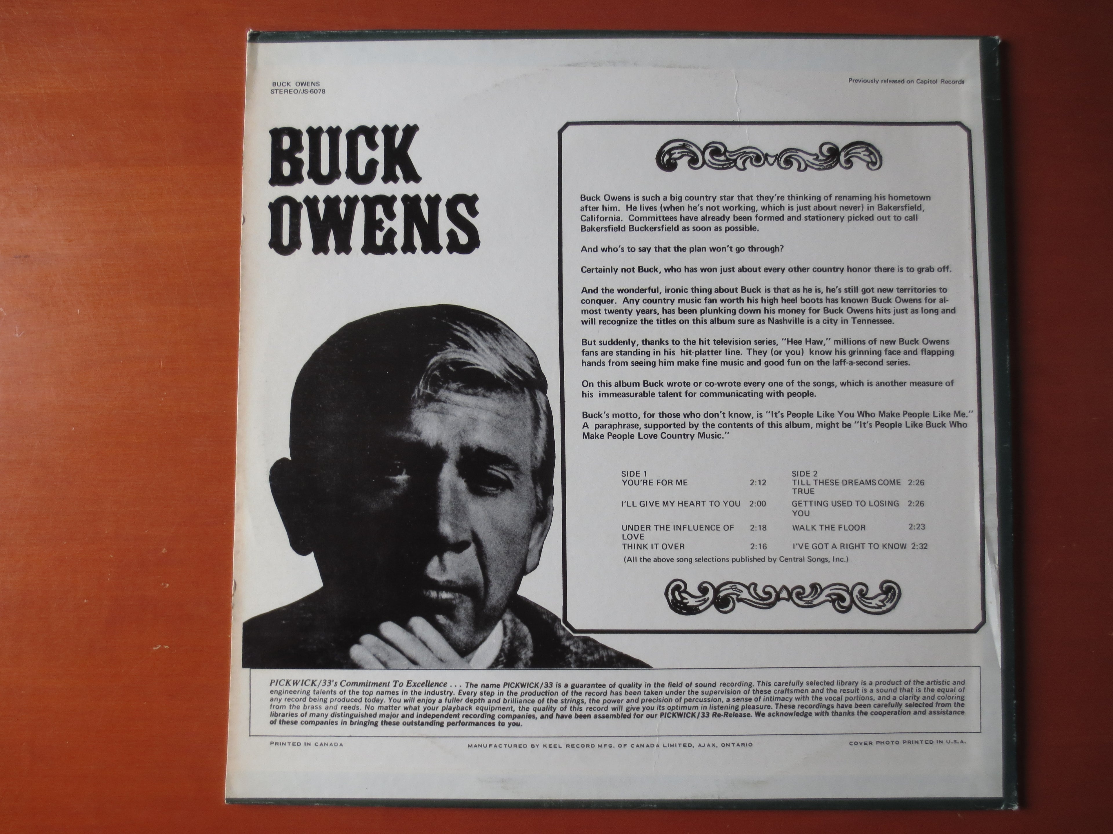Buck Owens – You're For Me (1969) Vinyl LP