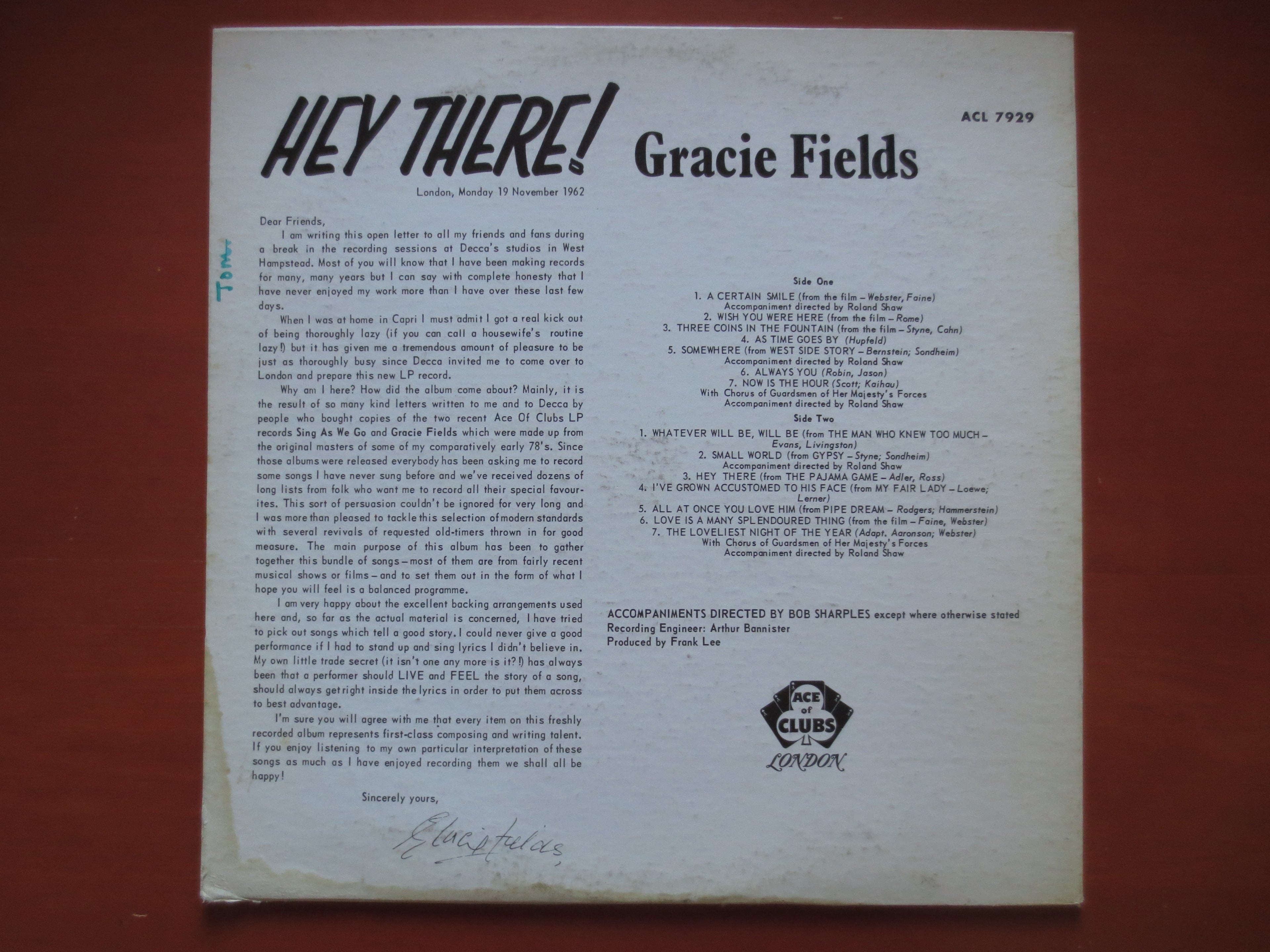 Gracie Fields – Hey There (1963) Vinyl LP