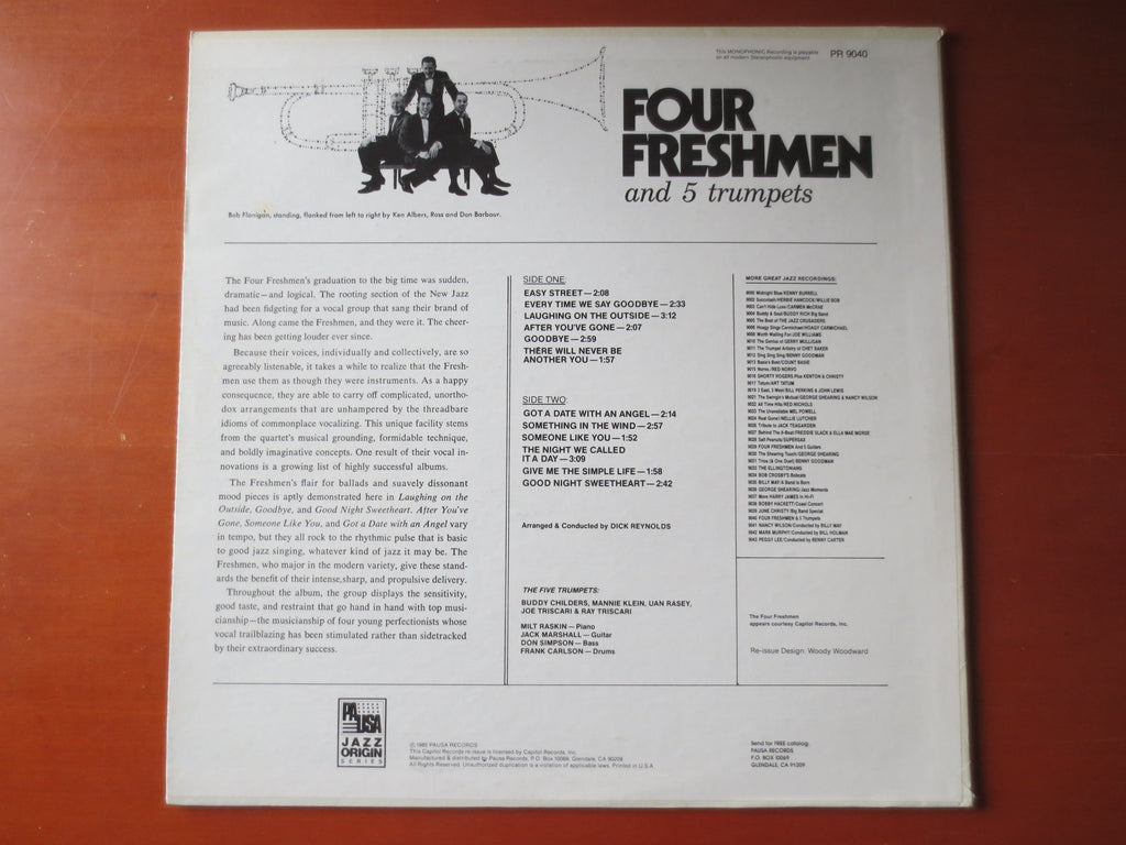 The FOUR FRESHMEN, Five Trombones, Vintage Album, 1985 Record, Vinyl Lp