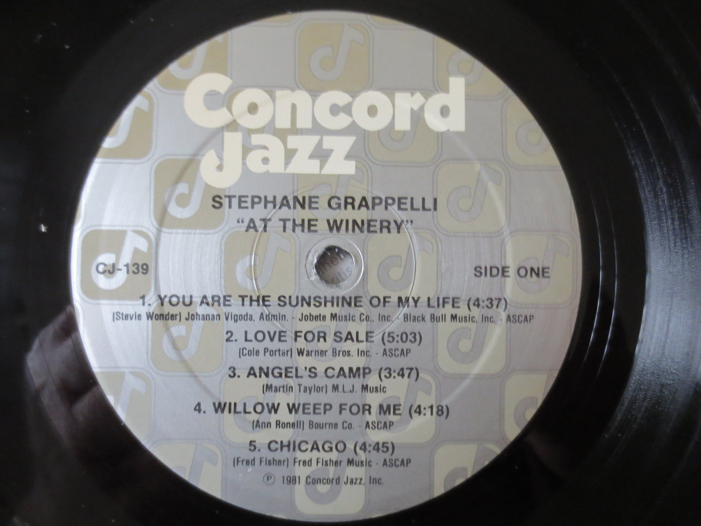 STEPHANE GRAPPELLI, At The WINERY, Classical Records, Classical Album, Vintage Vinyl, Records, Vinyl Record, 1981 Records