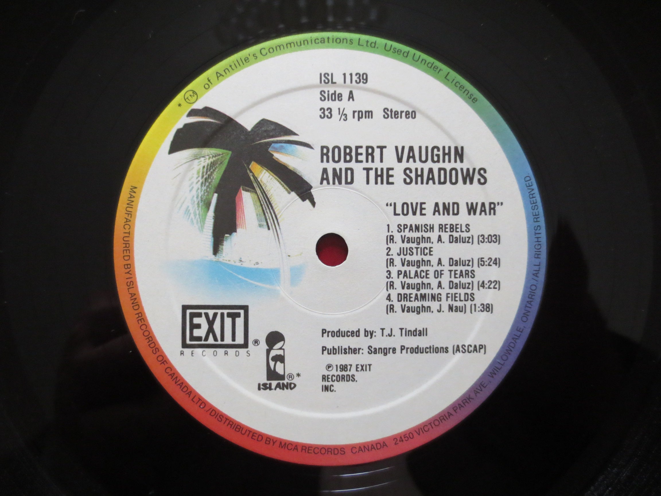 Robert Vaughn & the Shadows – Love and War (1987) Vinyl LP