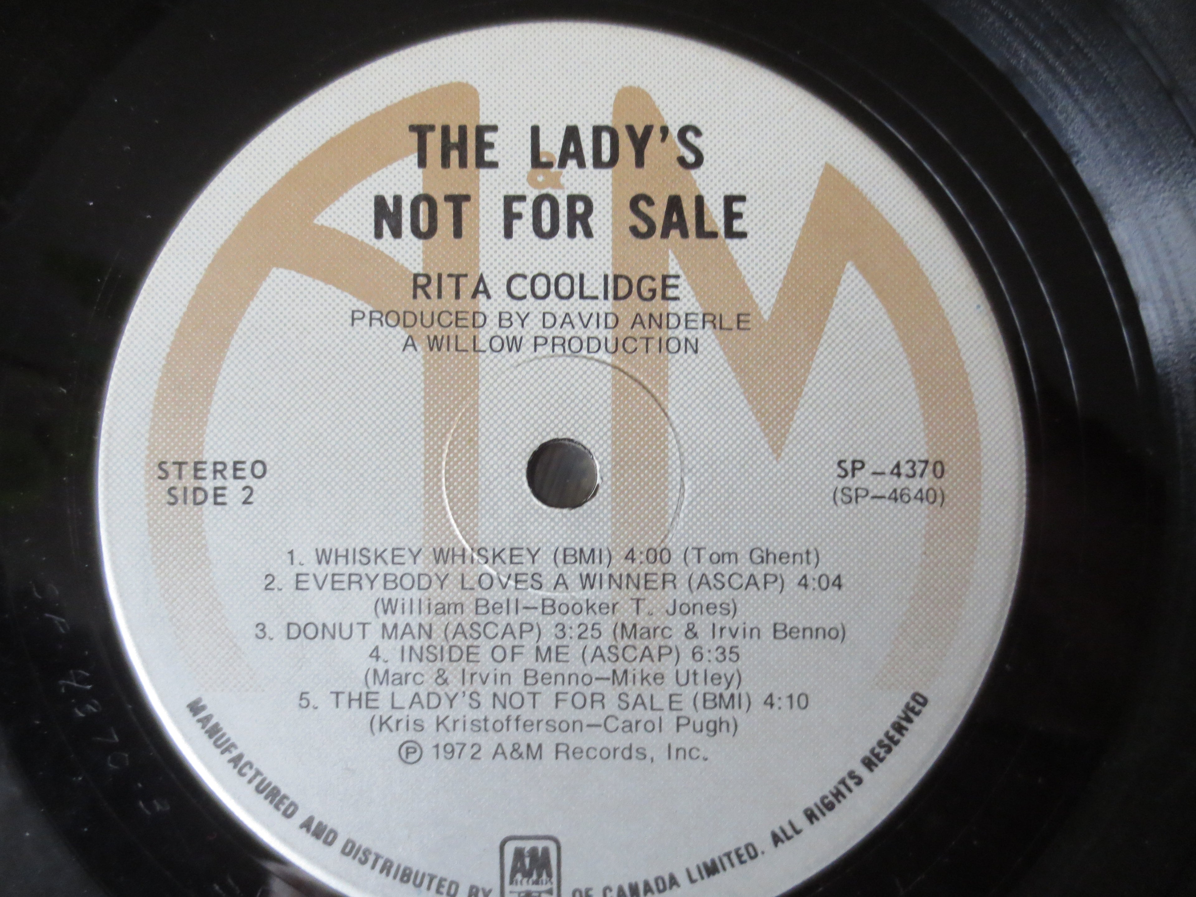 Rita Coolidge – The Lady's Not for Sale (1972) Vinyl LP