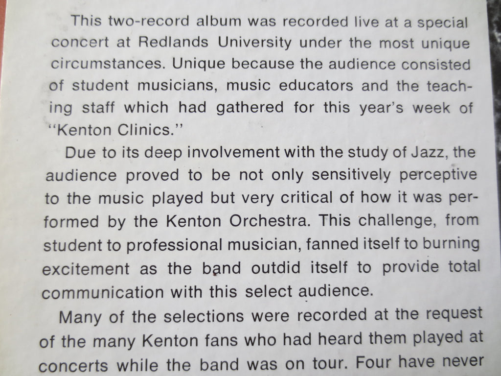Stan Kenton & His Orchestra – Live at Redlands University (1970) Vinyl 2xLP — Autographed