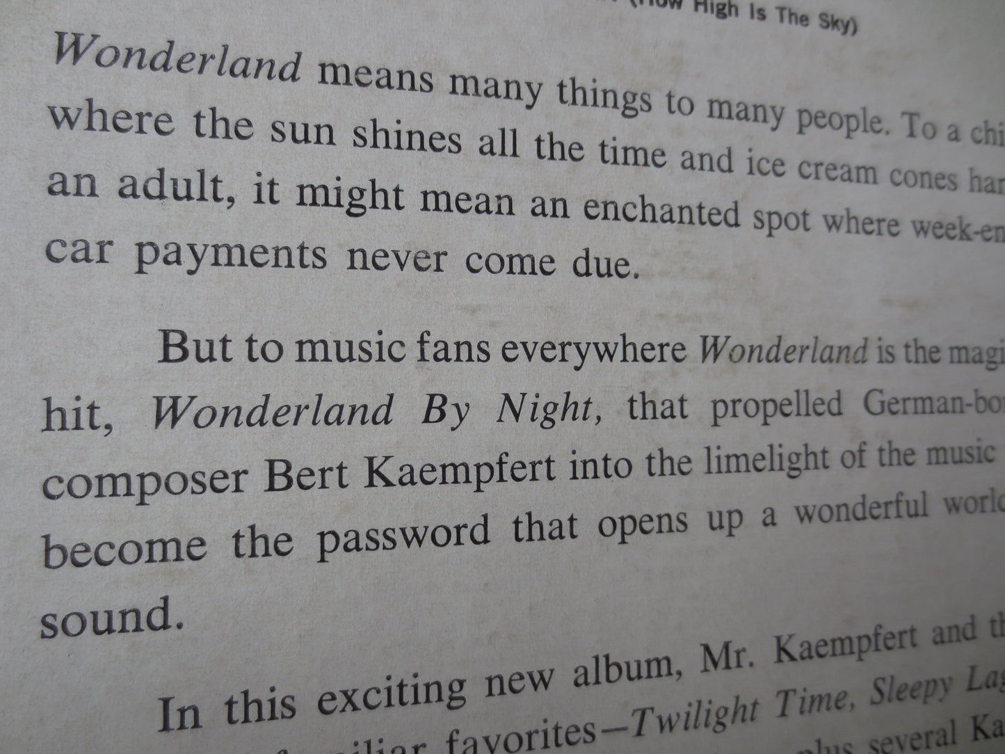 BERT KAEMPFERT, DANCING in Wonderland, Bert Kaempfert Album, Jazz Records, Jazz Album, Bert Kaempfert Music, 1961 Records