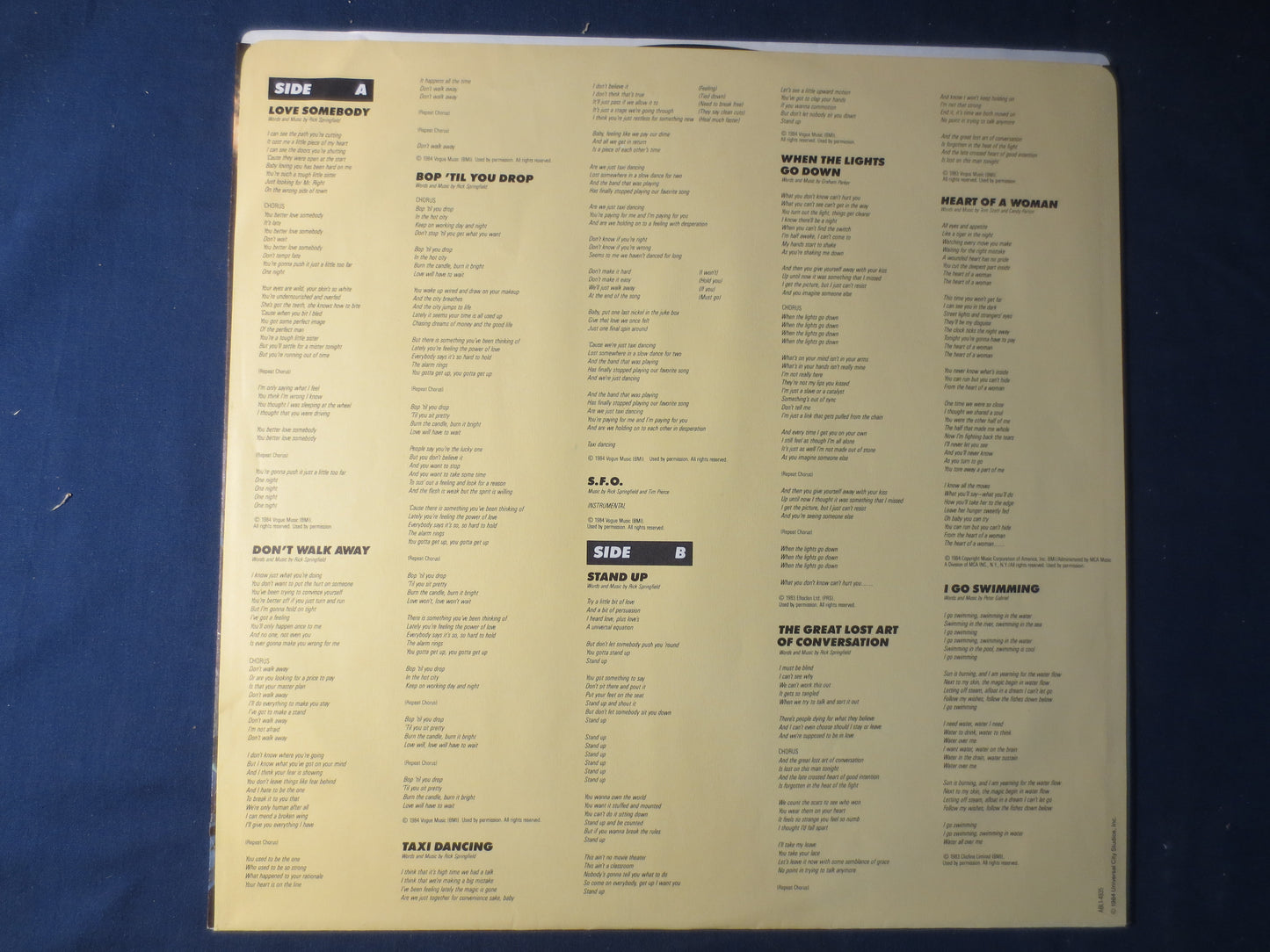 RICK SPRINGFIELD, Hard to HOLD, Vintage Vinyl, Rock Record, Record, Vinyl Lp, Record Vinyl, Vinyl Records, Lp, 1984 Records
