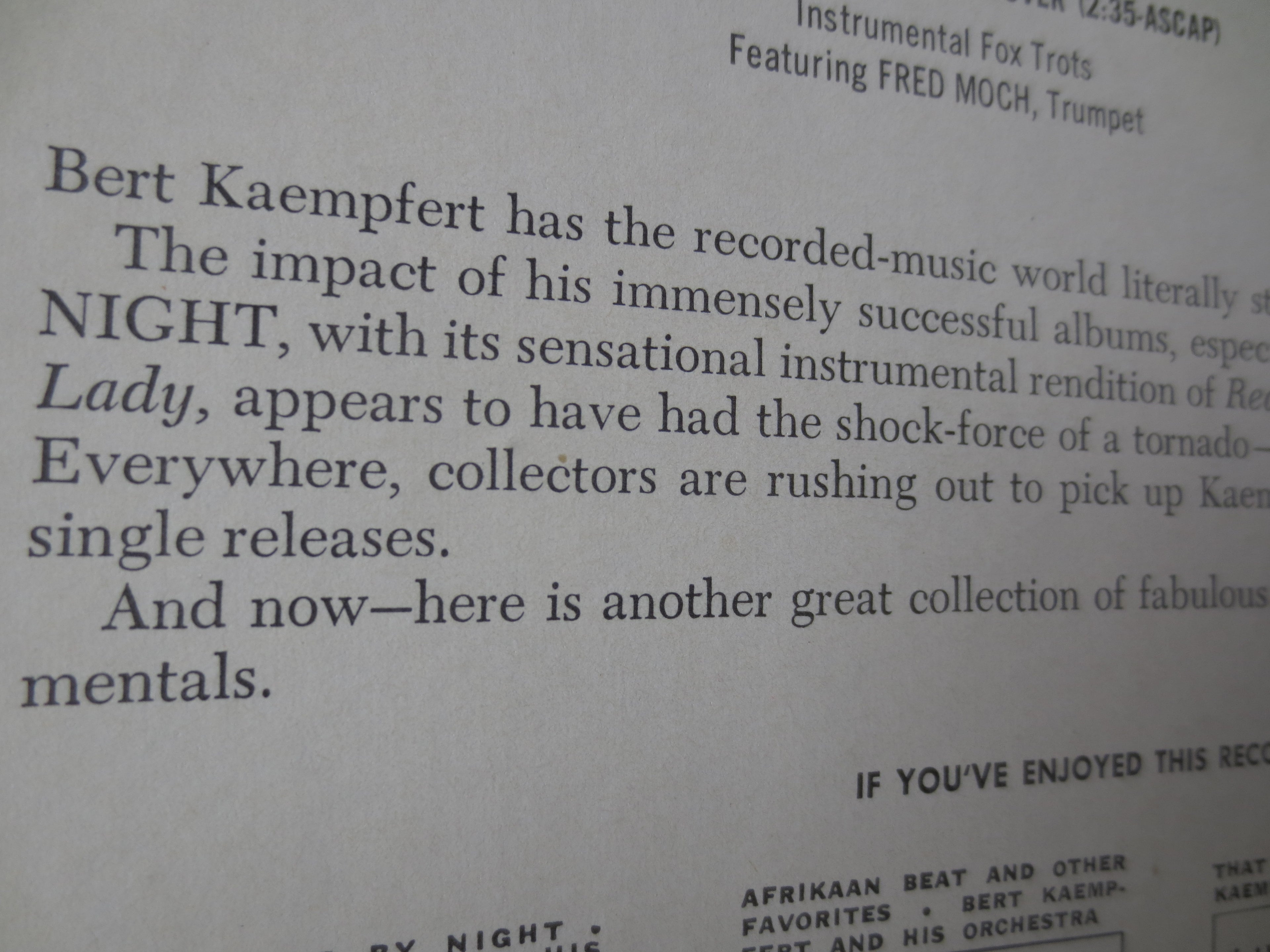 Bert Kaempfert – Three O'Clock in the Morning (1965) Vinyl LP