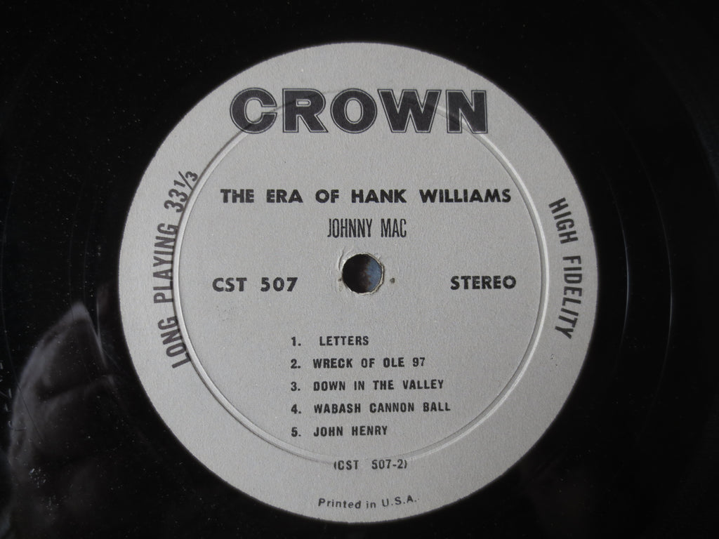 Johnny Mac – The Era of Hank Williams (1966) Vinyl LP