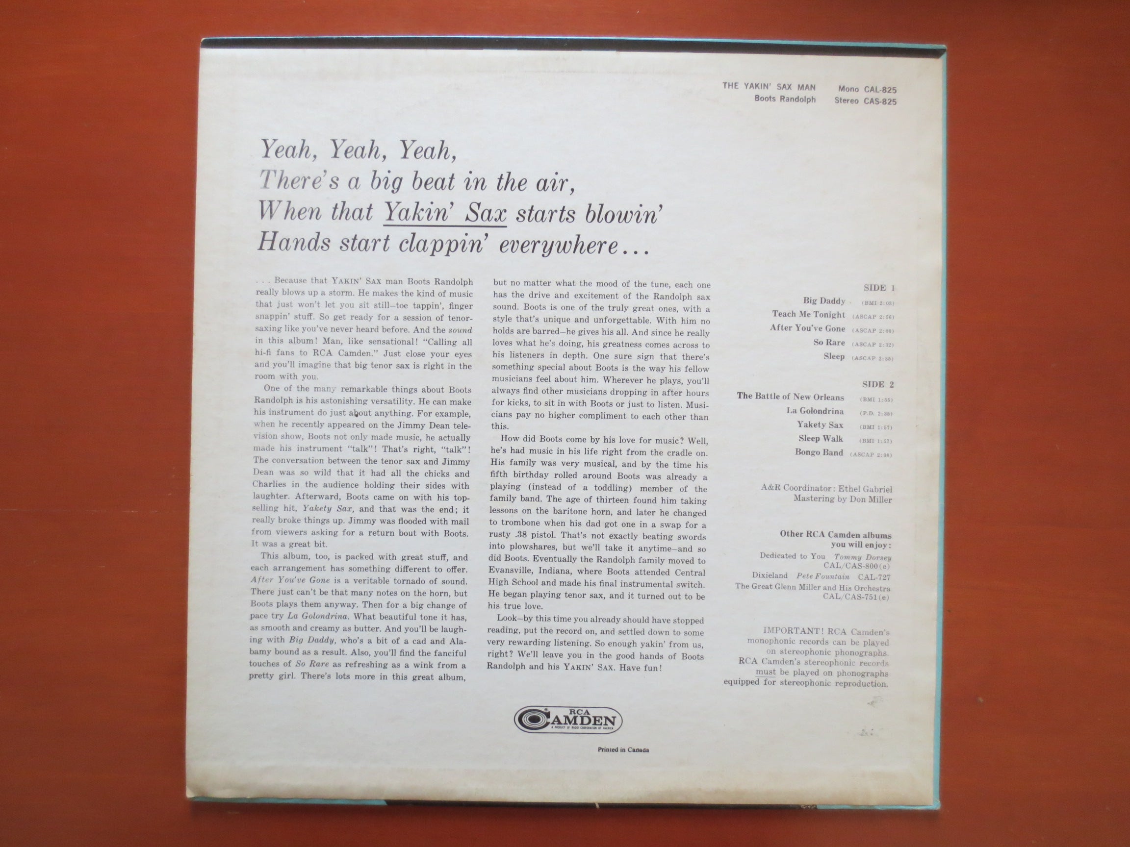 Boots Randolph – Yakety Sax Man (1964) Vinyl LP