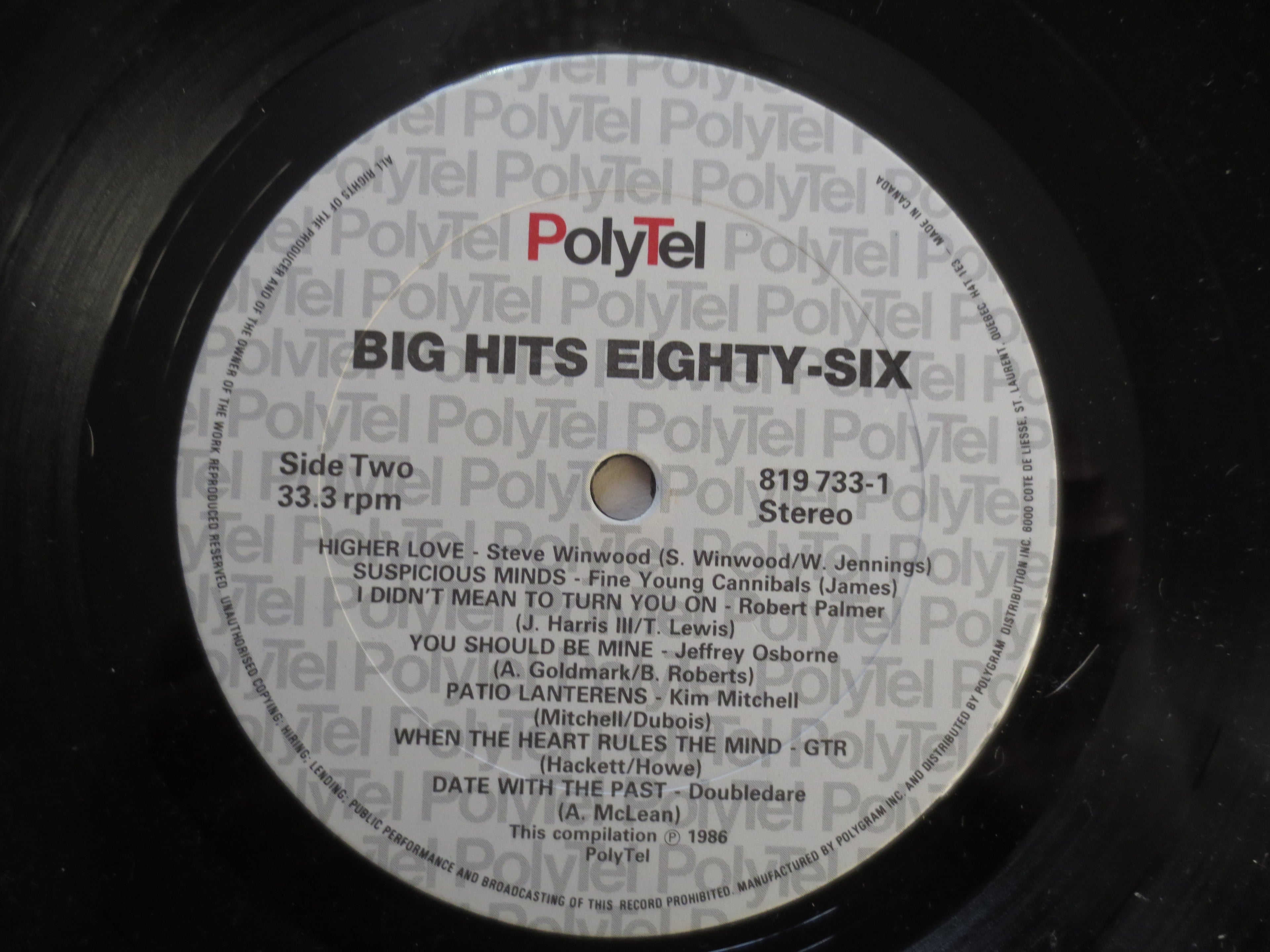 Big Hits Eighty Six – Various Artists (1986) Vinyl LP