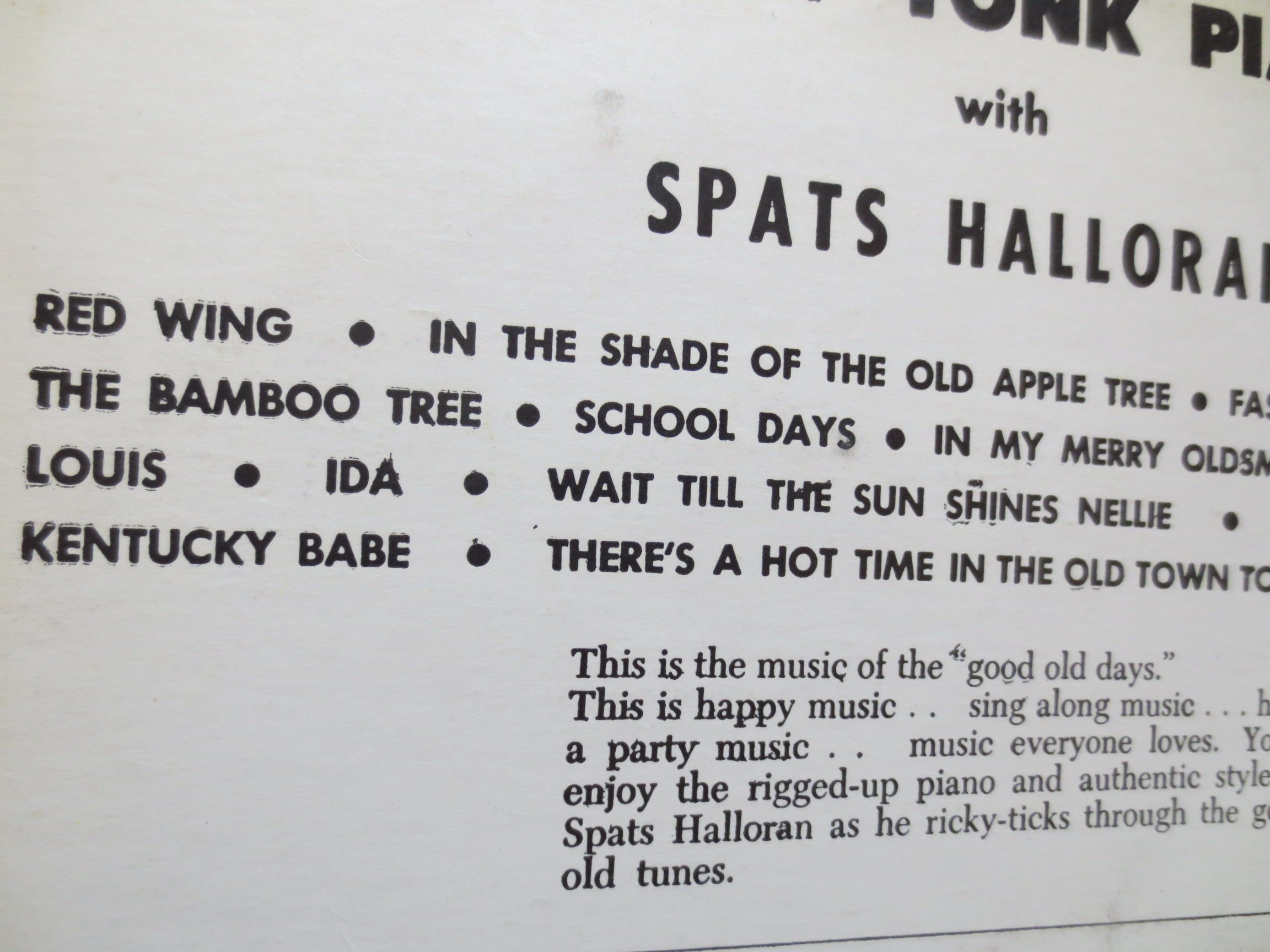 Spats Halloran – Ragtime (1959) Vinyl LP