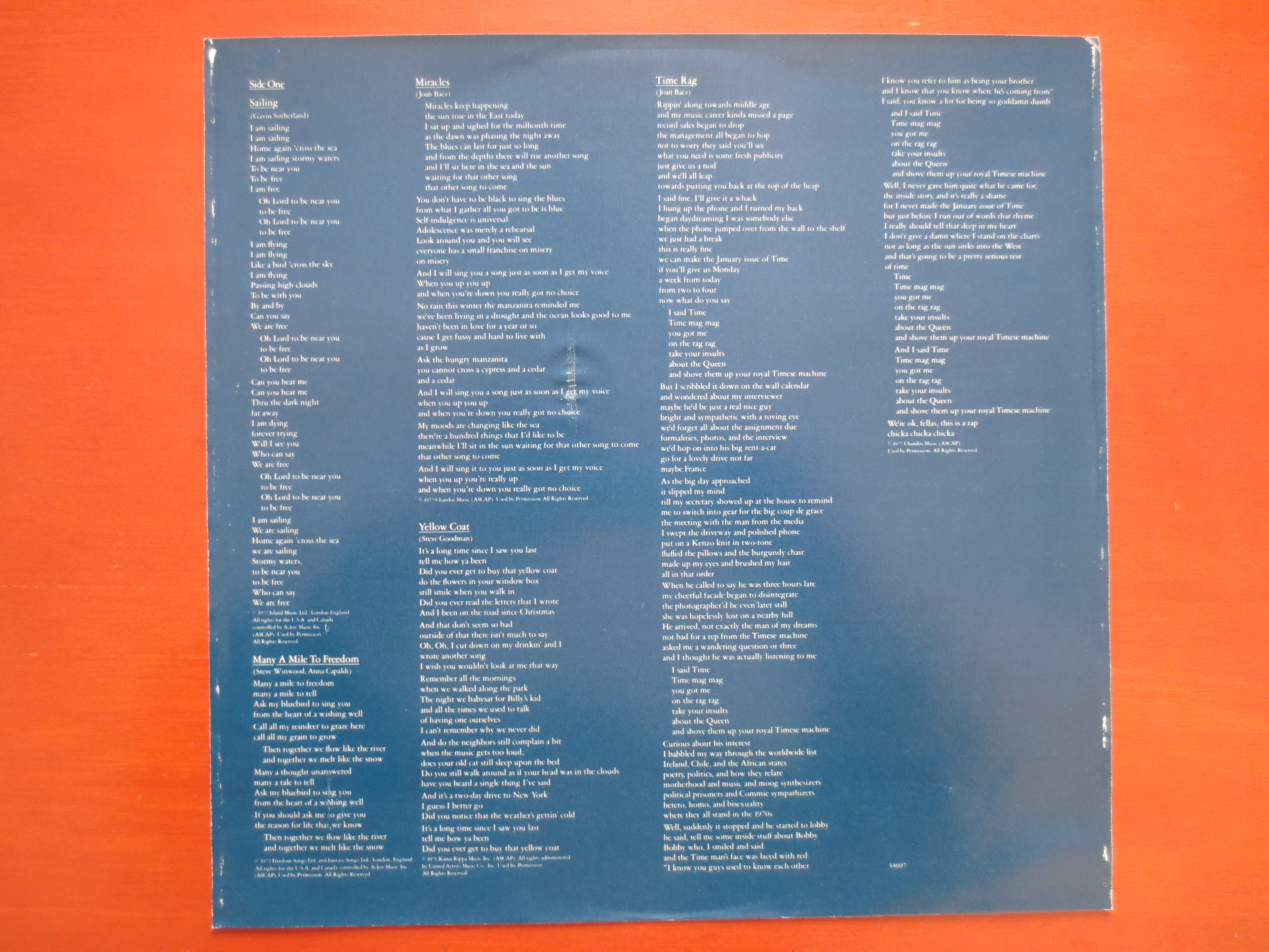 Joan Baez – Blowin' Away (1977) Vinyl LP