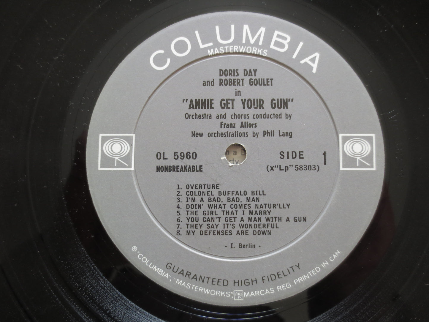 DORIS DAY, ANNIE Get Your Gun, Robert Goulet, Vintage Vinyl, Record Vinyl, Records, Vinyl Records, Country Lp, 1963 Records