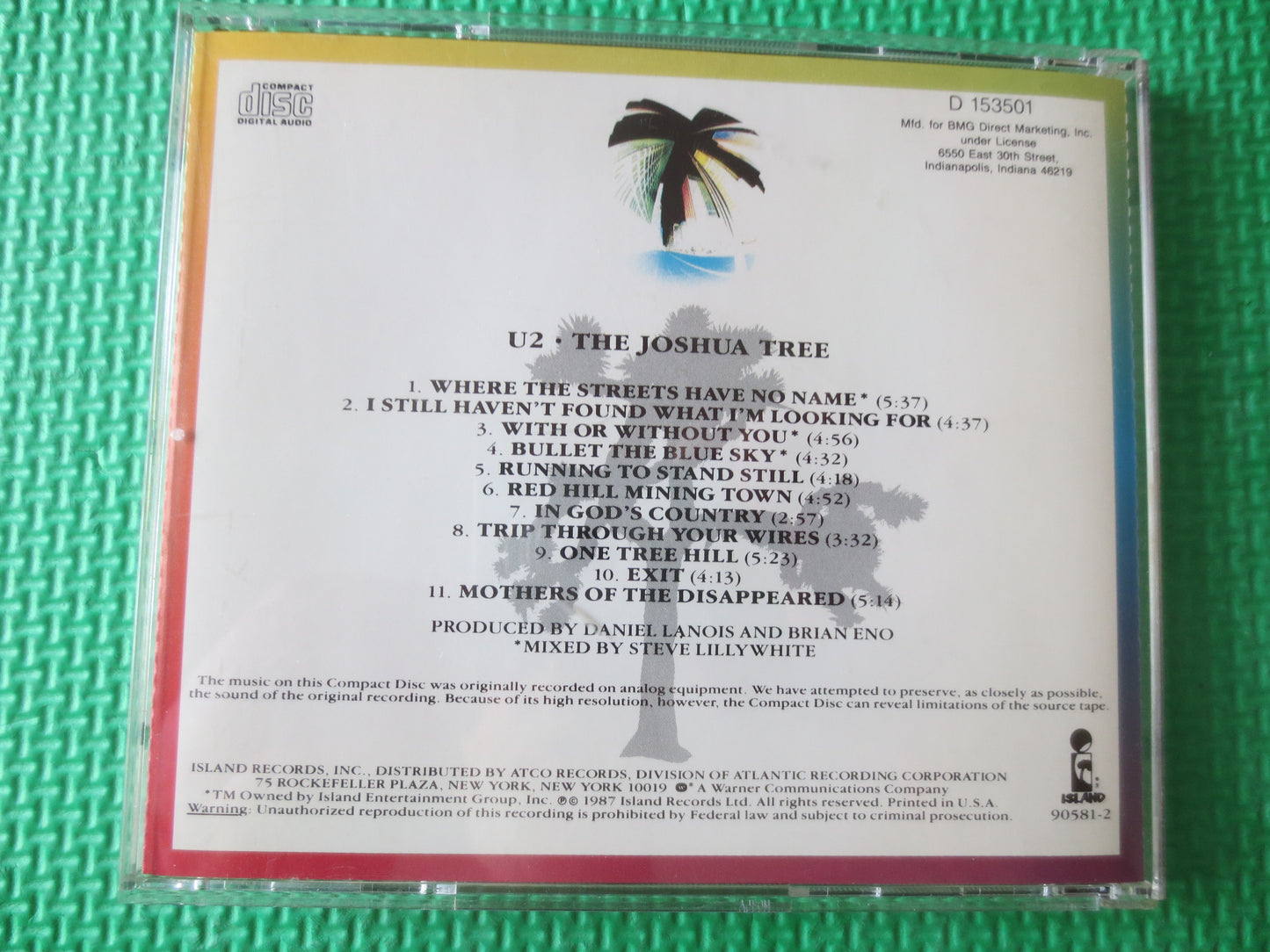 U2, The JOSHUA TREE, U2 Cd, U2 Compact Disc, U2 Album, U2 Lp, Rock Cd, Vintage Compact Disc, Rock Music Cd, 1987 Compact Discs