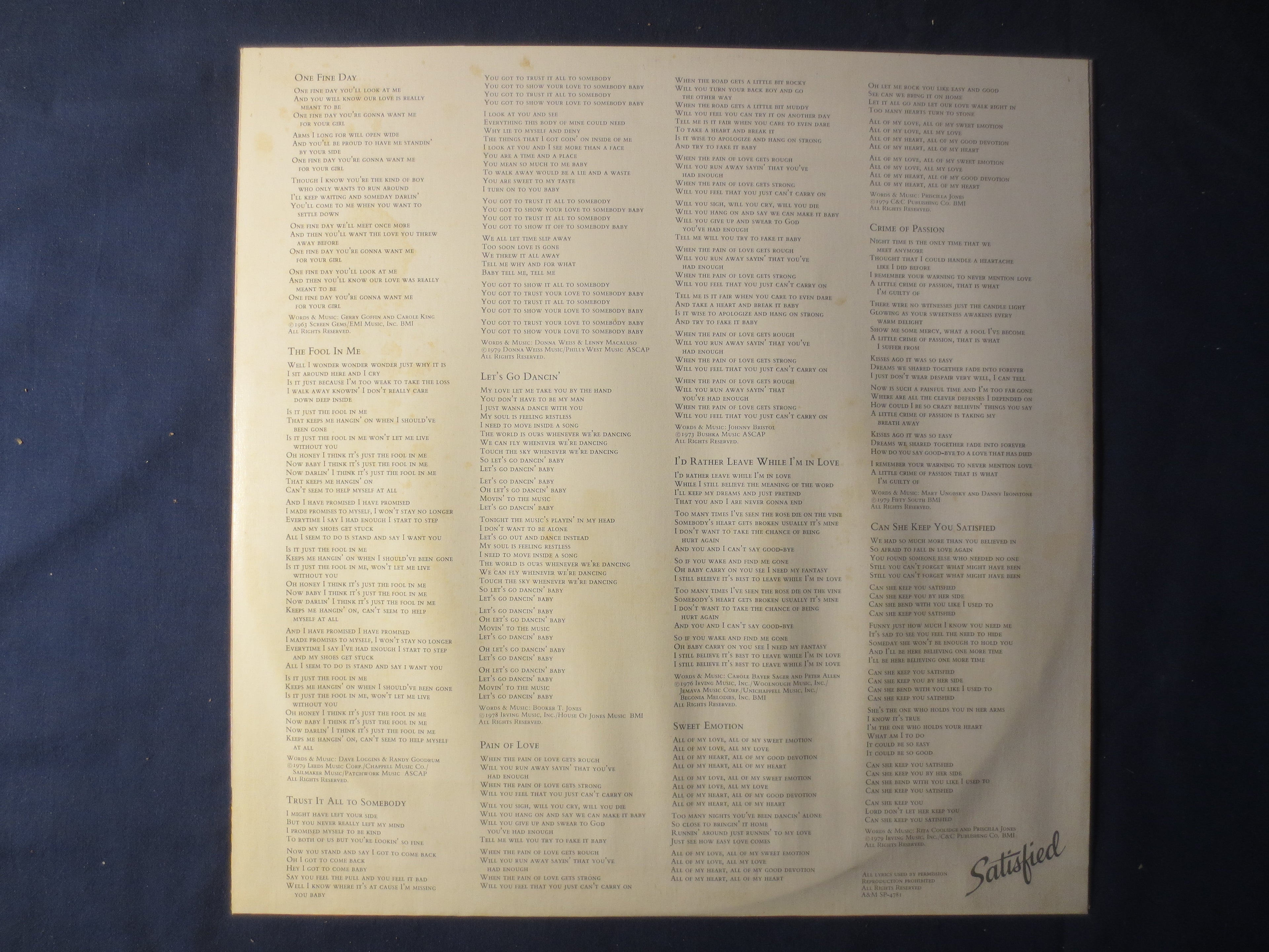 Rita Coolidge – Satisfied (1979) Vinyl LP