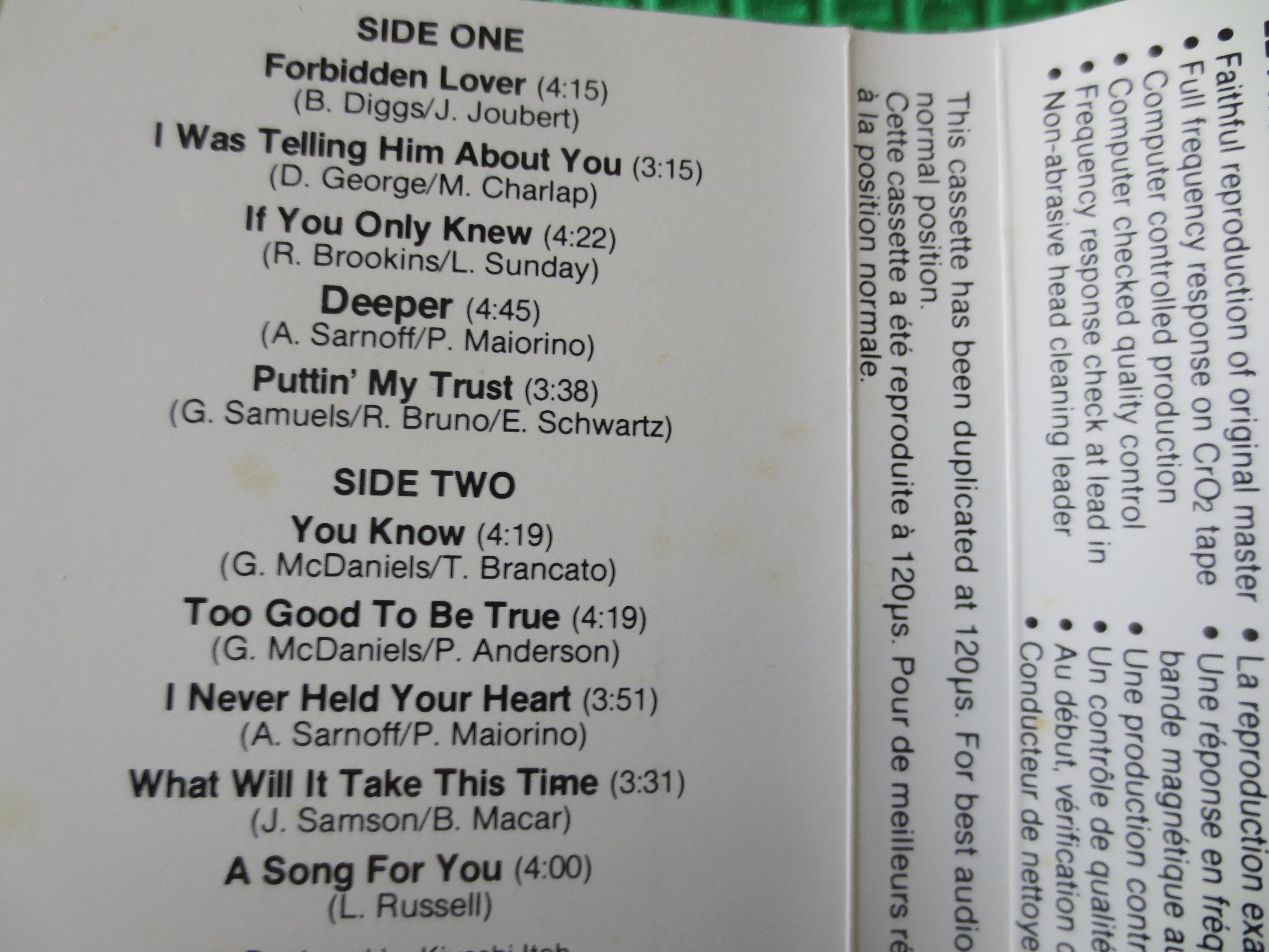 Nancy Wilson – Forbidden Lover (1987) Cassette