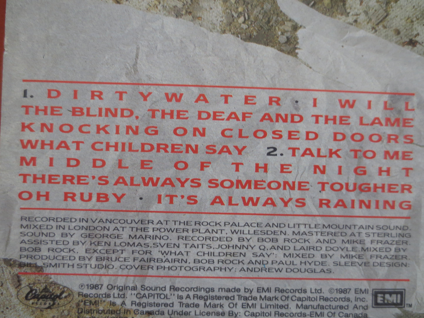 ROCK and HYDE, Paul HYDE Records, Bob Rock Records, Paul Hyde Albums, The Payolas Records, Vintage Vinyl, 1987 Records