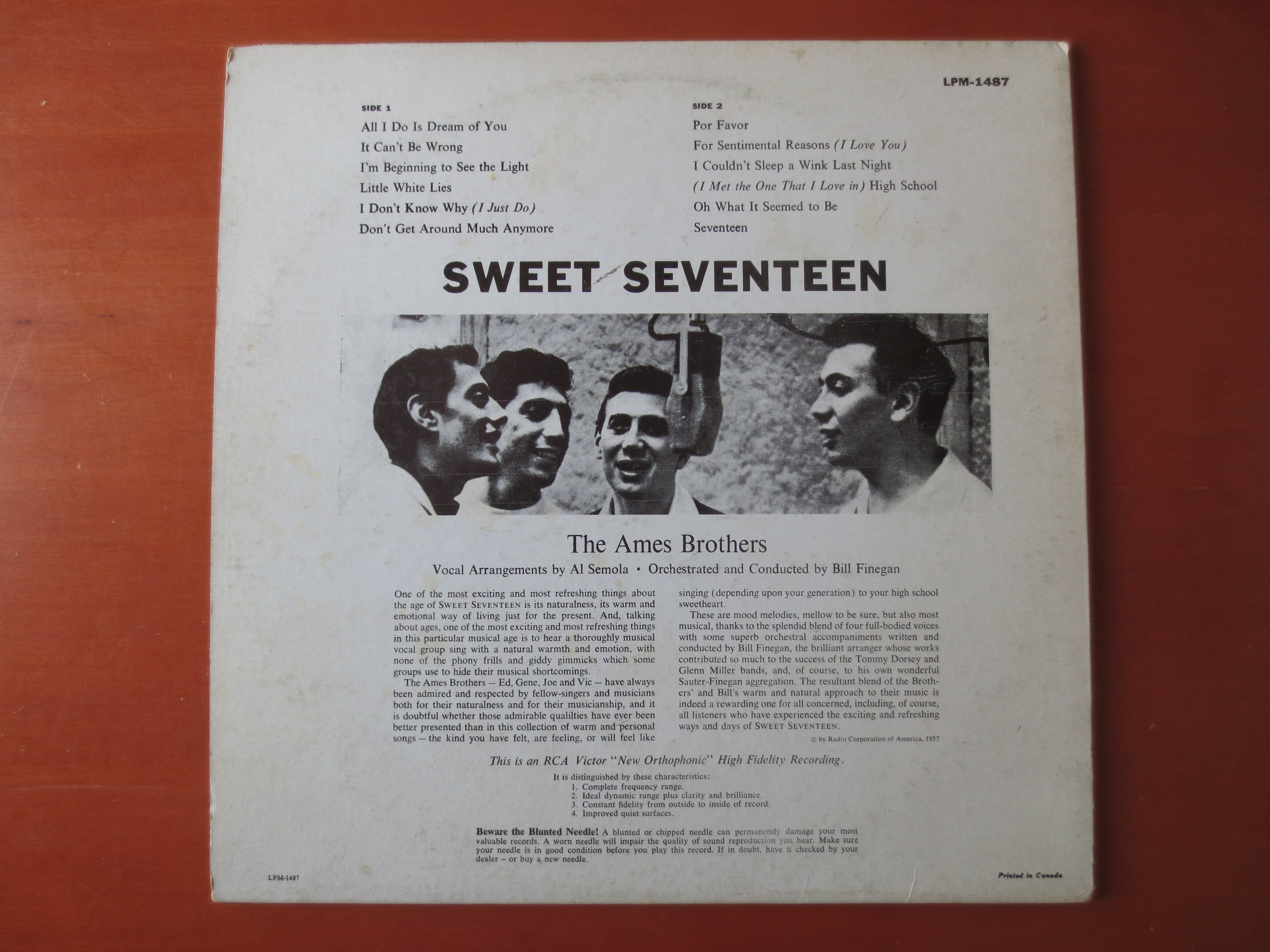 The Ames Brothers – Sweet Seventeen (1957) Vinyl LP