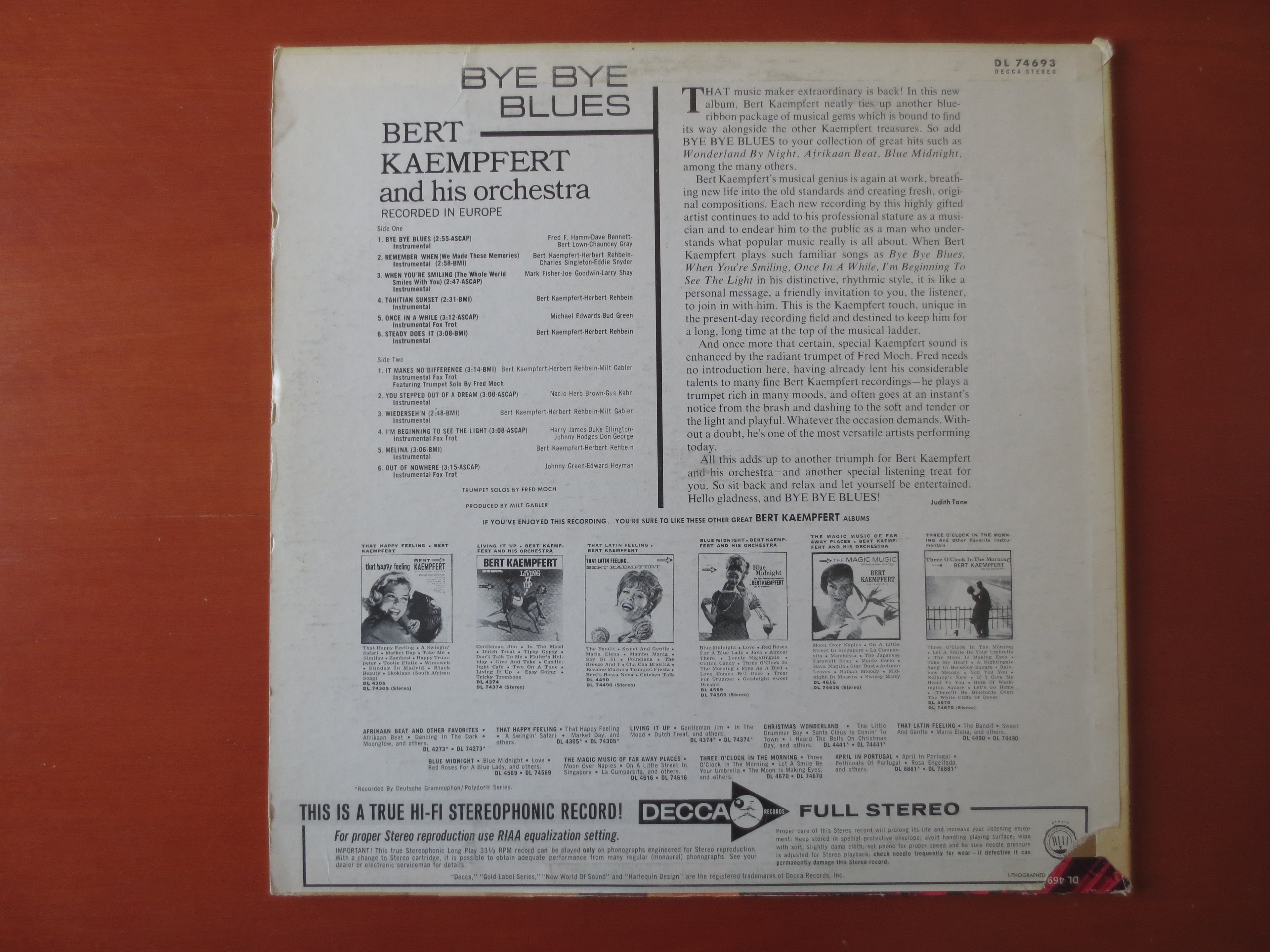 Bert Kaempfert – Bye Bye Blues (1965) Vinyl LP