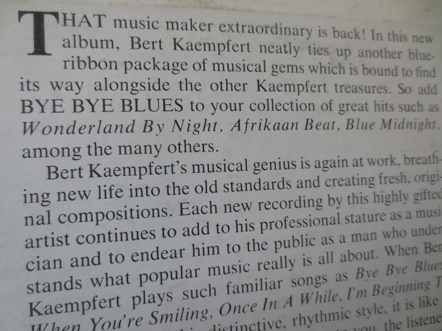 BERT KAEMPFERT, BYE Bye Blues, Bert Kaempfert Album, Jazz Records, Jazz Album, Bert Kaempfert Music, lps, 1965 Records