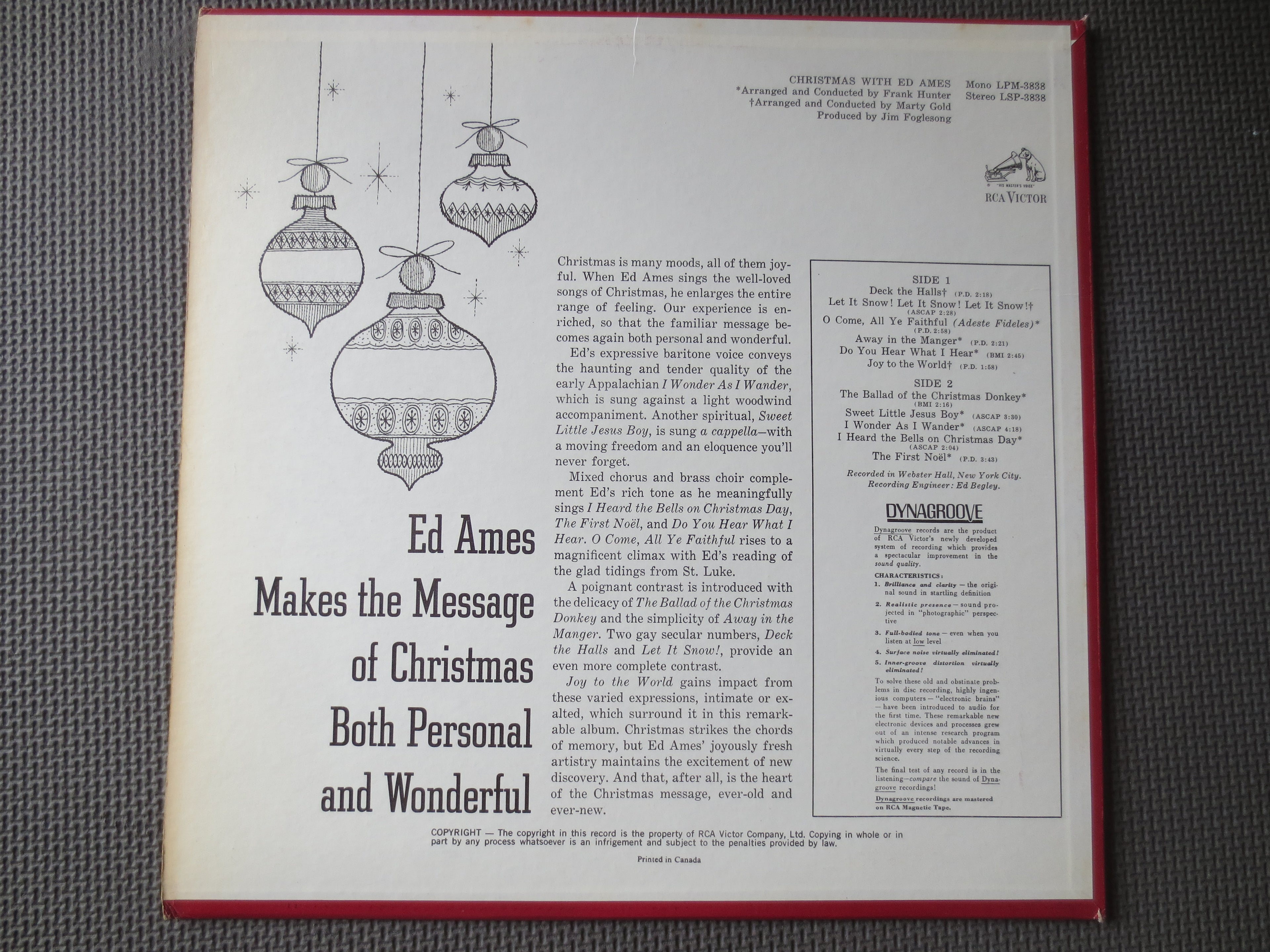 Ed Ames – Christmas with Ed Ames (1967) Vinyl LP