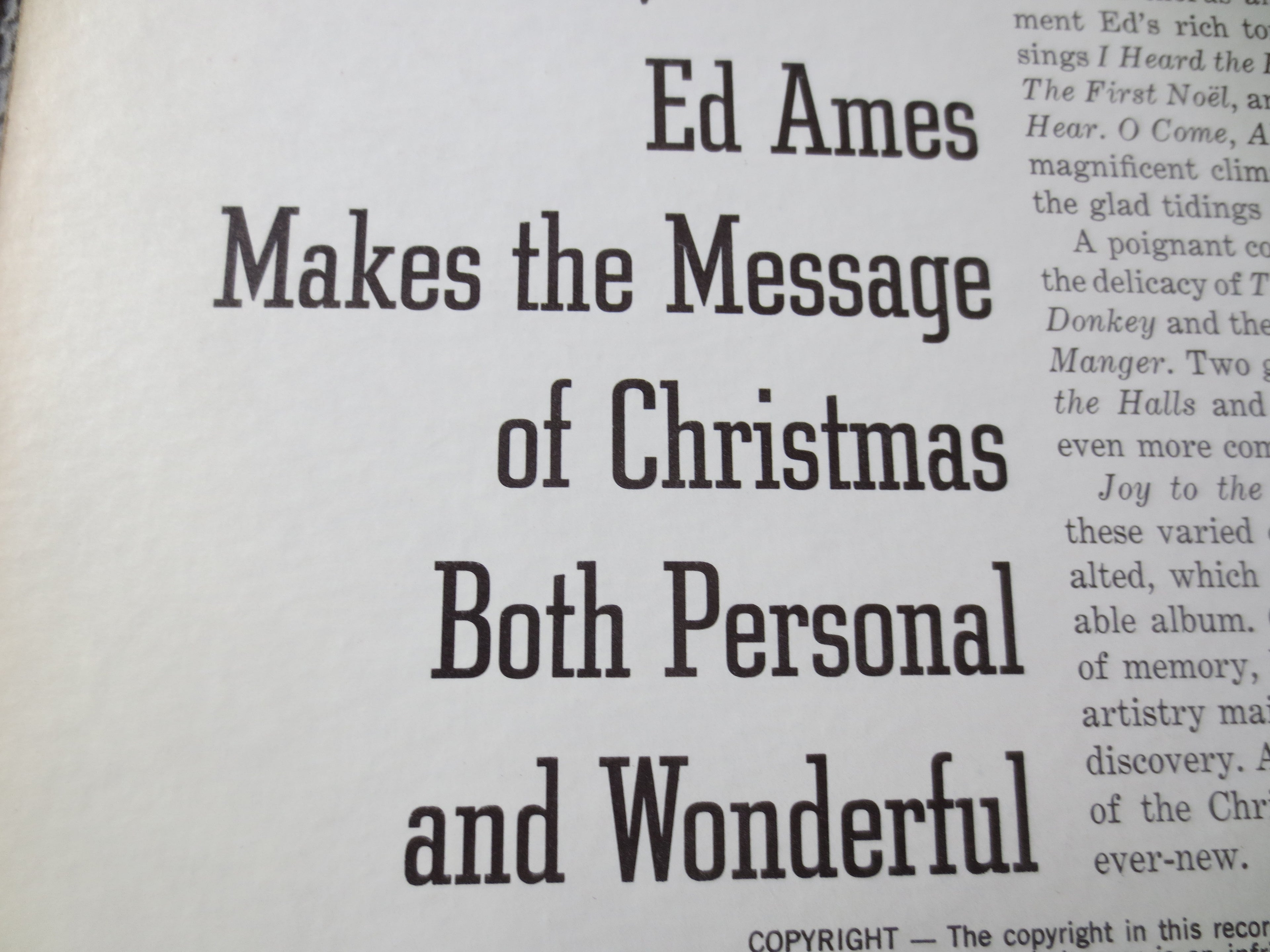 Ed Ames – Christmas with Ed Ames (1967) Vinyl LP