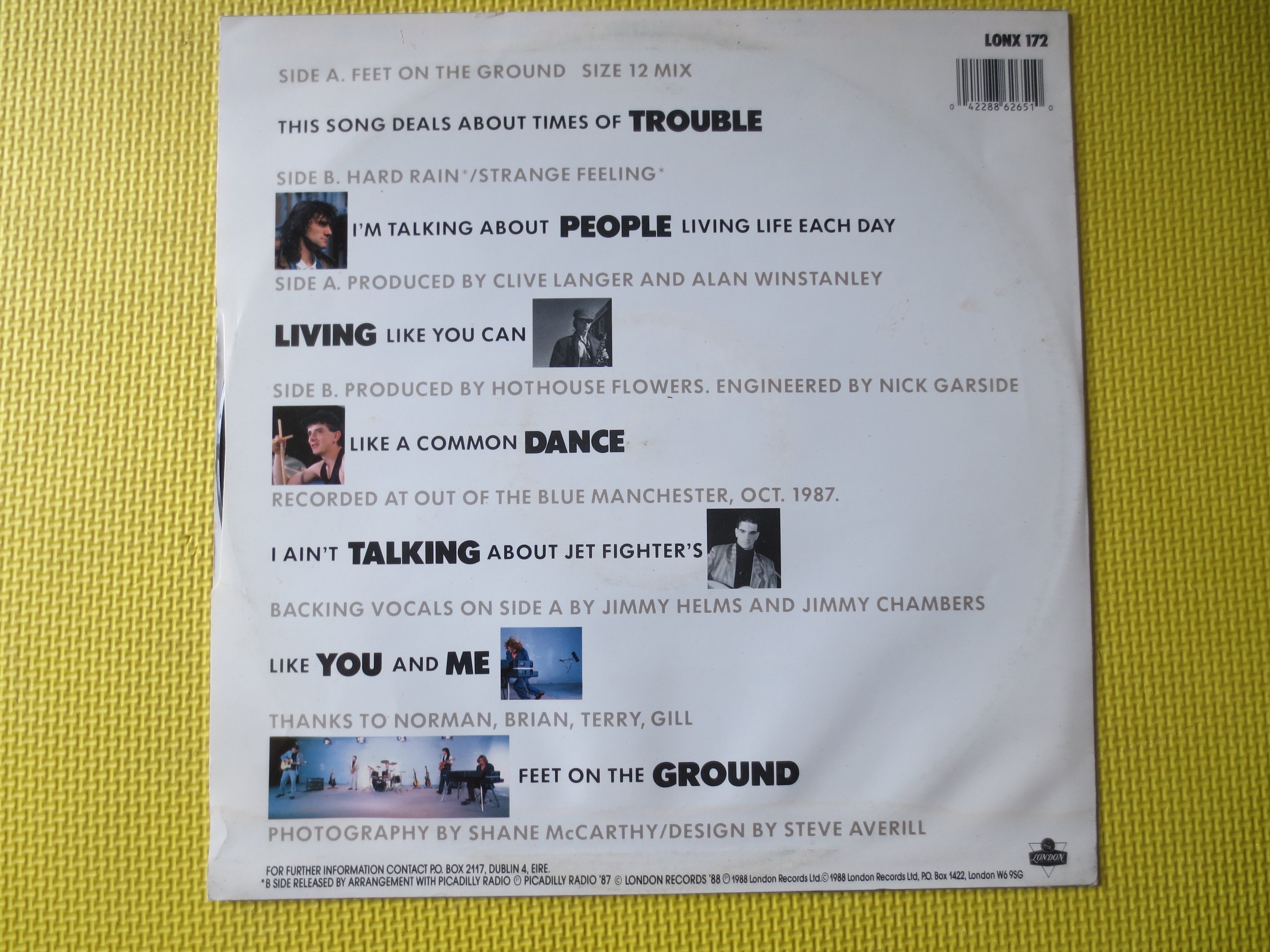Hothouse Flowers – Feet on the Ground (1988) Vinyl EP