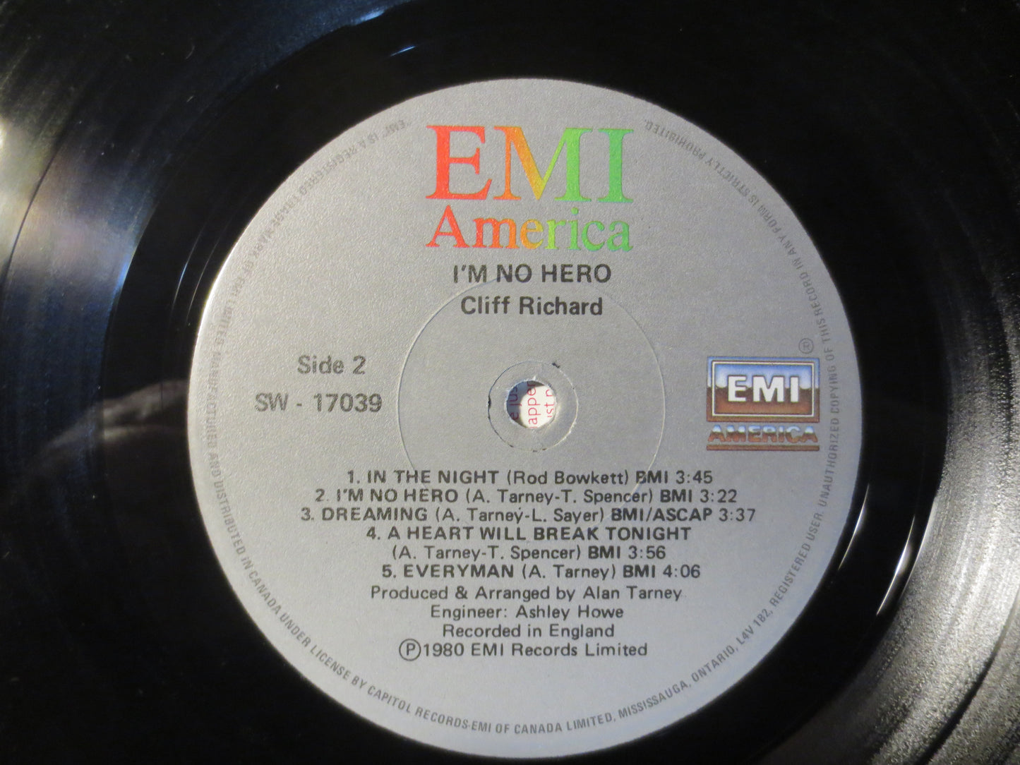 CLIFF RICHARD, I'm No HERO, Cliff Richard Record, Cliff Richard Album, Cliff Richard Lp, Rock Records, Lps, 1980 Records