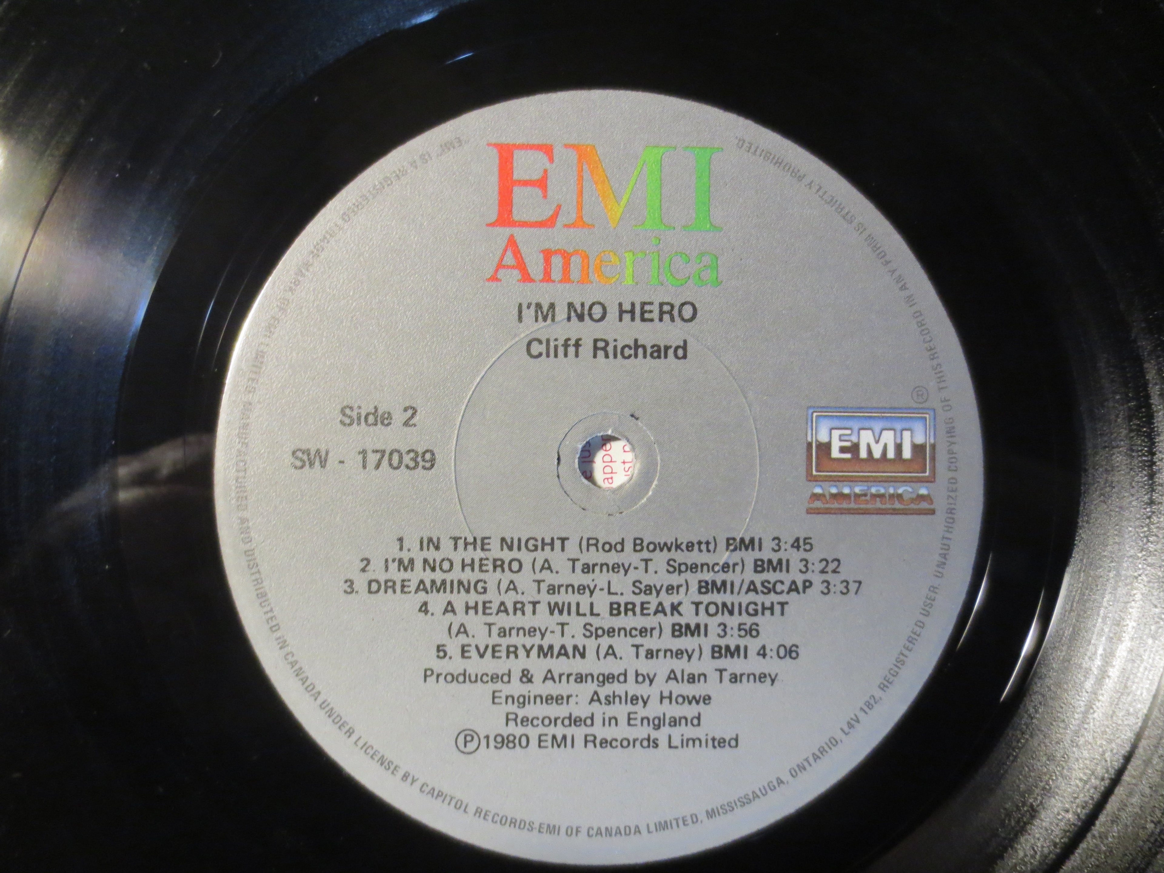 Cliff Richard – I'm No Hero (1980) [Vinyl LP]