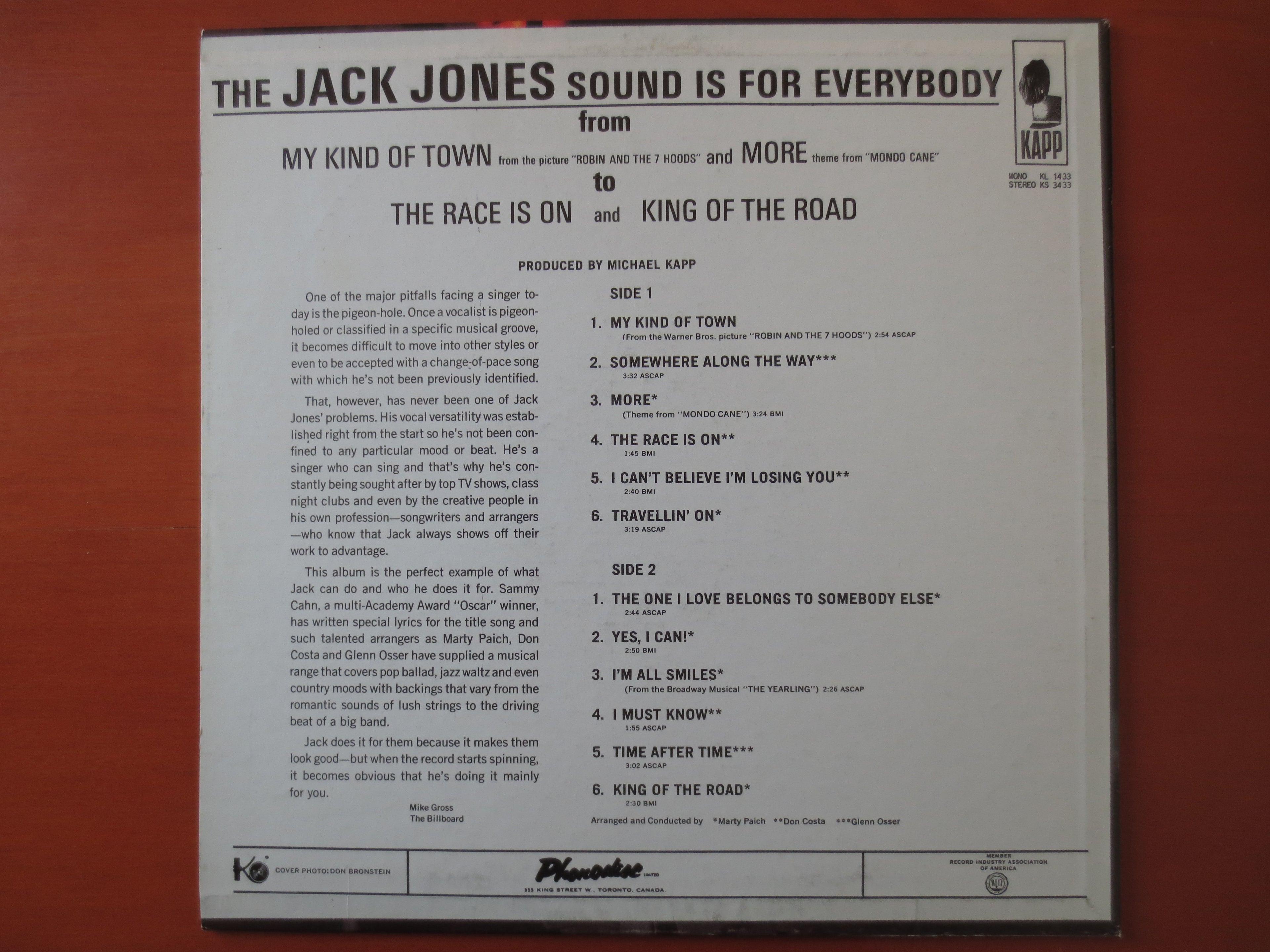 Jack Jones – My Kind of Town (1965) Vinyl LP