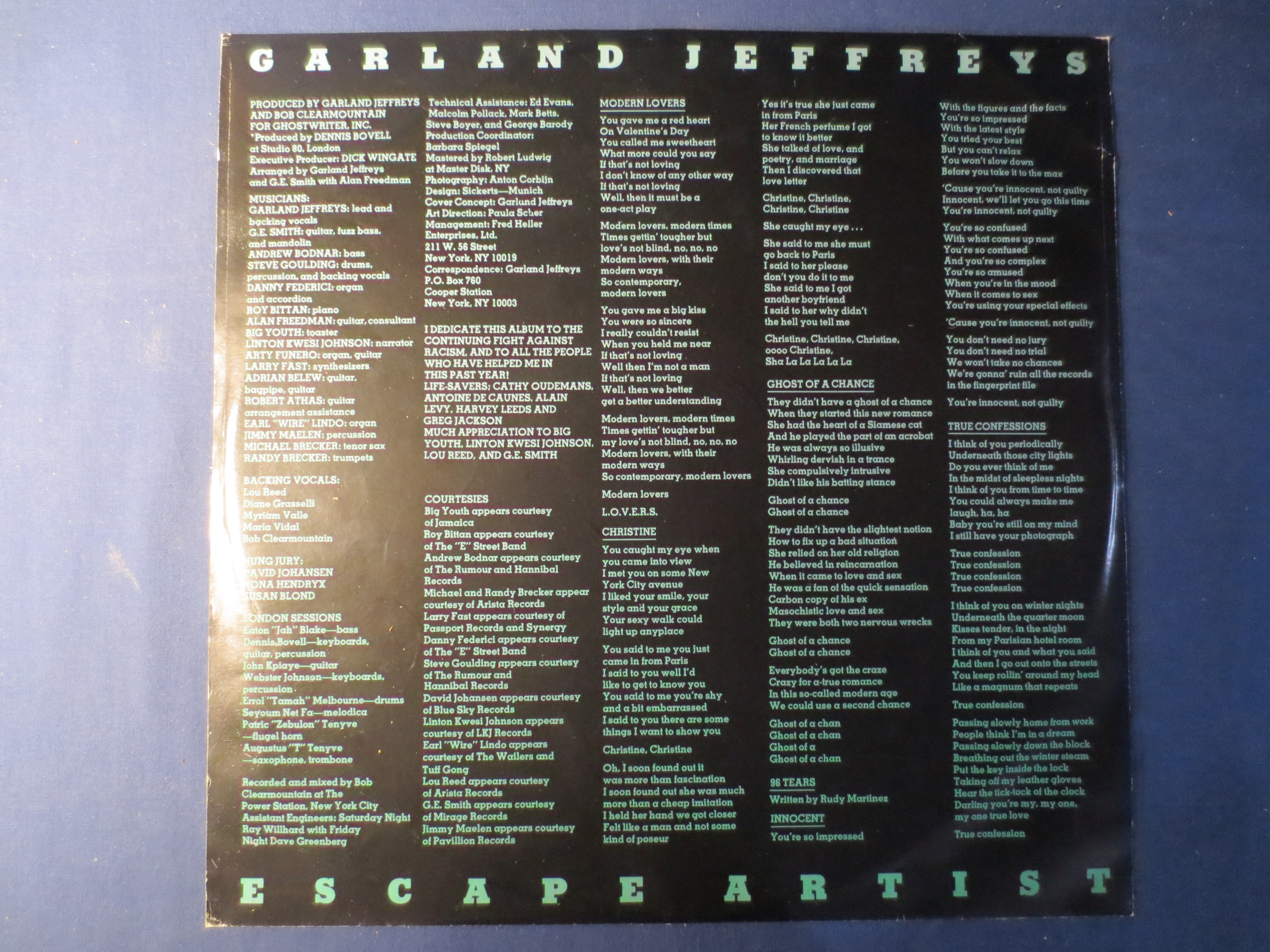 Garland Jeffreys – Escape Artist (1981) Vinyl LP