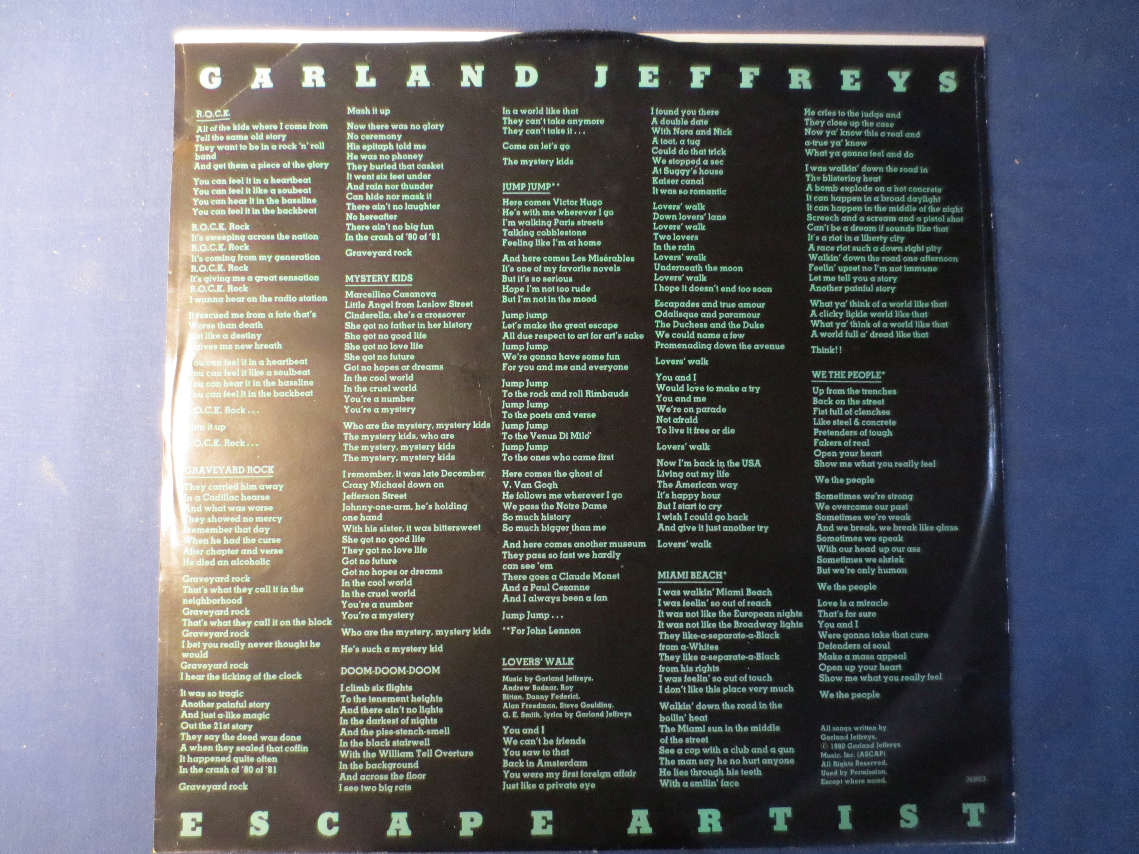 Garland Jeffreys – Escape Artist (1981) Vinyl LP