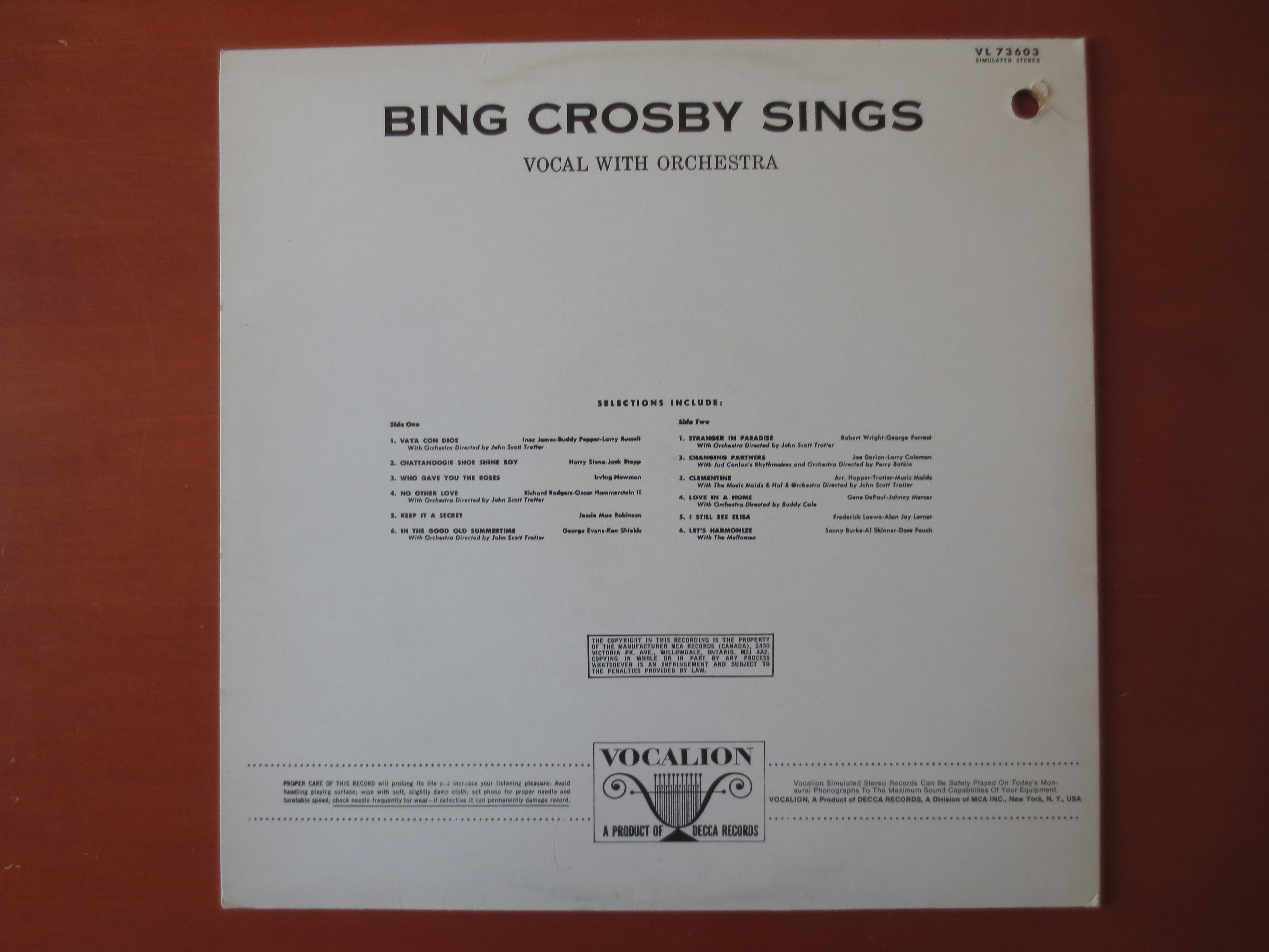 Bing Crosby – Bing Crosby Sings (1973) Vinyl LP