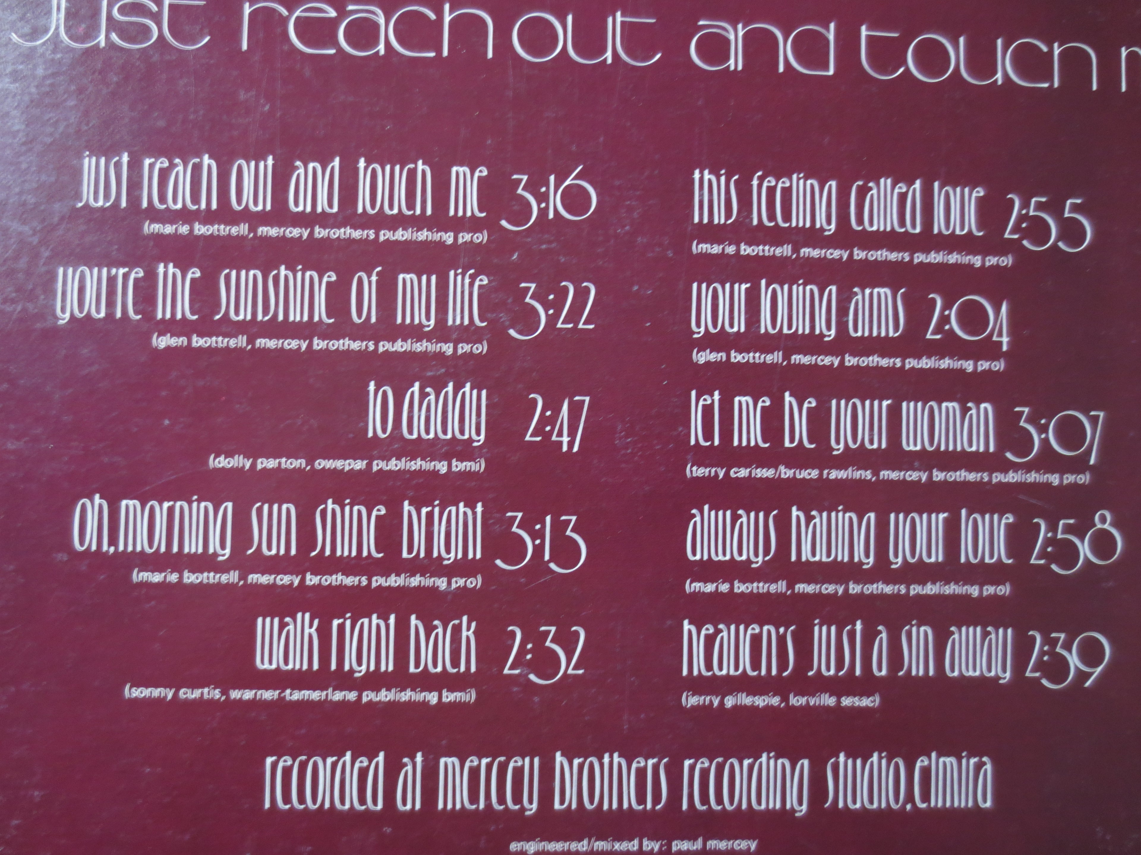 Marie Bottrell – Just Reach Out and Touch Me (1978) Autographed Vinyl LP