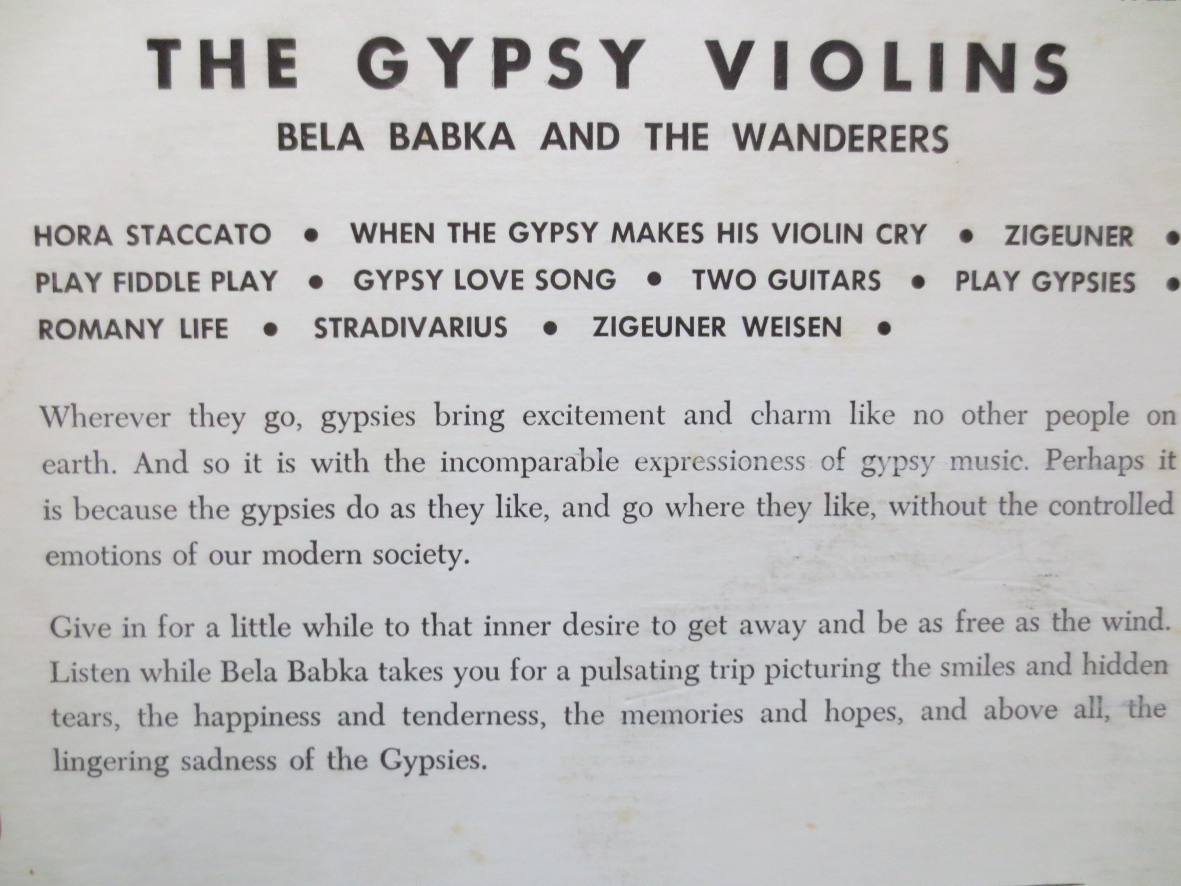 Bela Babka – Gypsy Violins (1960) Vinyl LP