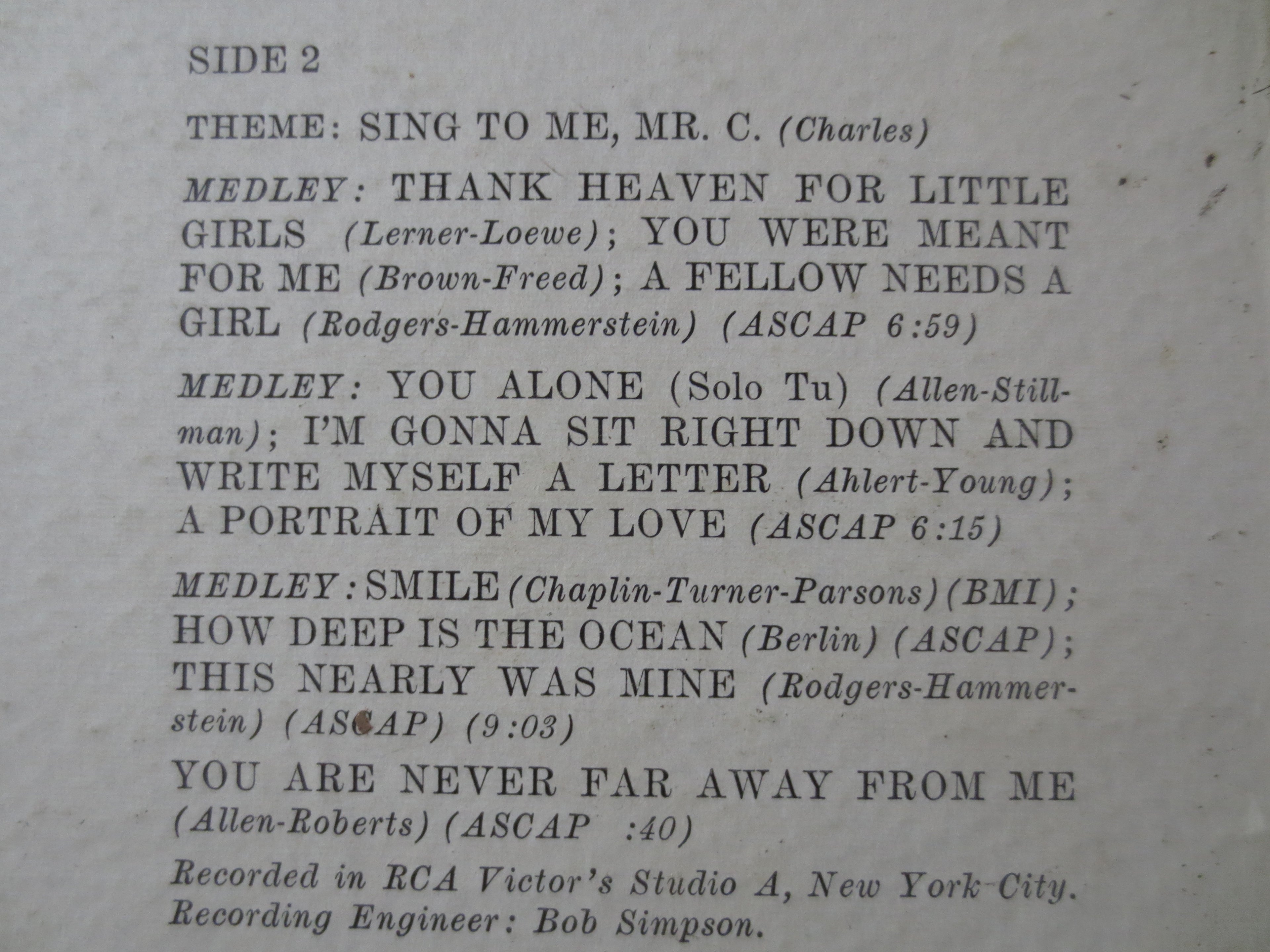 Perry Como – Sing to Me Mr. C (1961) Vinyl LP