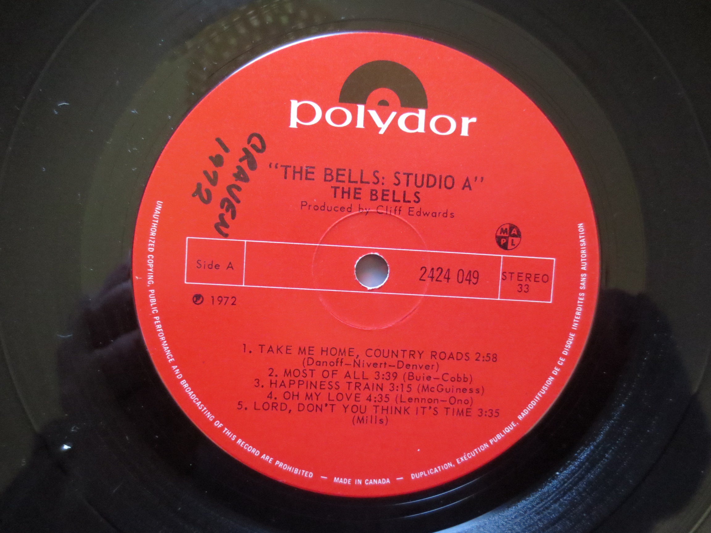 The Bells – The Bells Studio A (1972) Vinyl LP