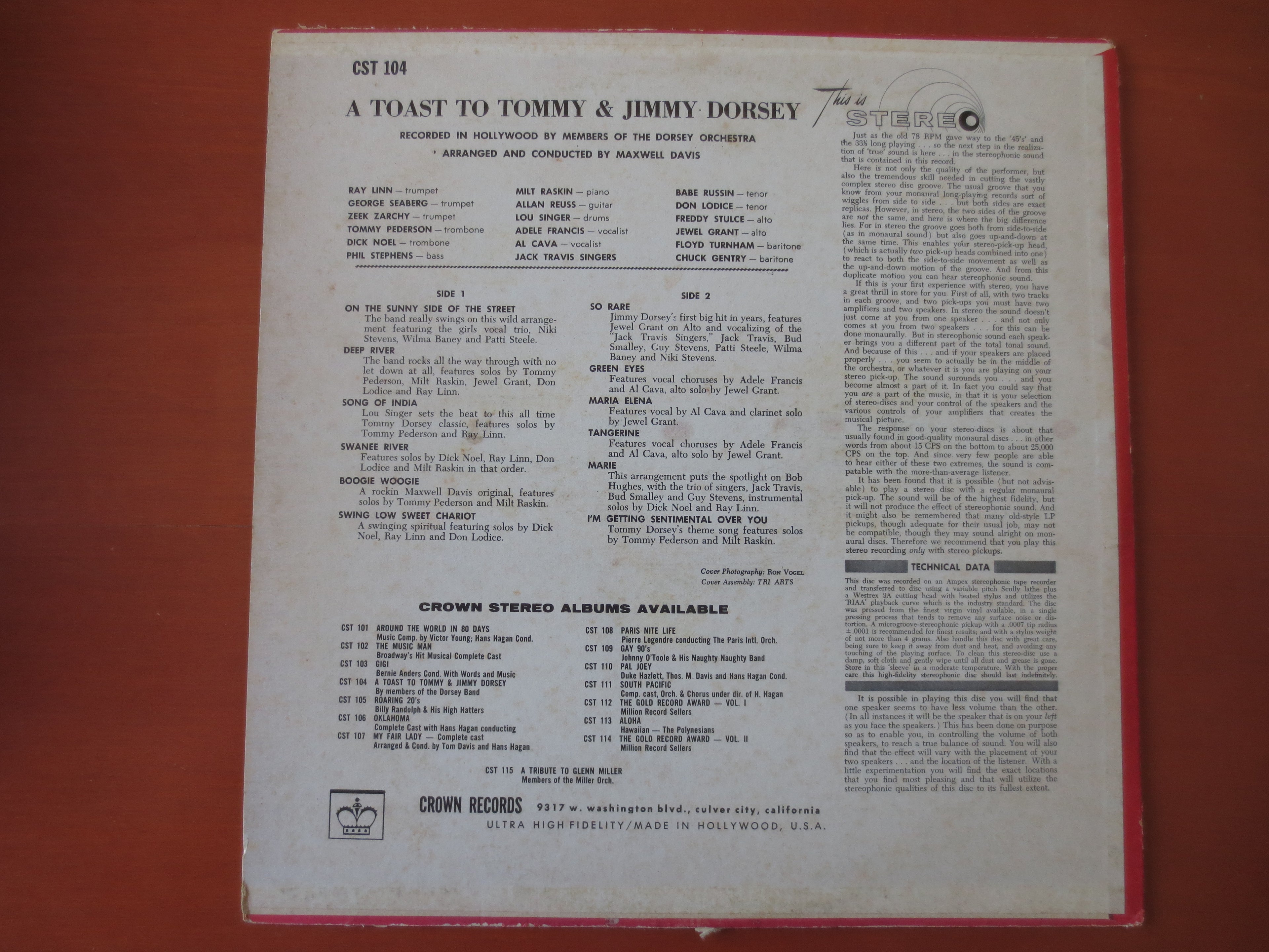 The Dorsey Brothers – A Toast to Tommy and Jimmy Dorsey (1958) Vinyl LP