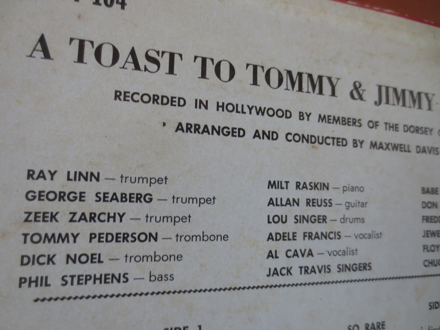 The DORSEY BROTHERS, A TOAST To, Dorsey Brothers, Vintage Vinyl, Record Vinyl, Swing Records, Vinyl Albums, 1958 Records