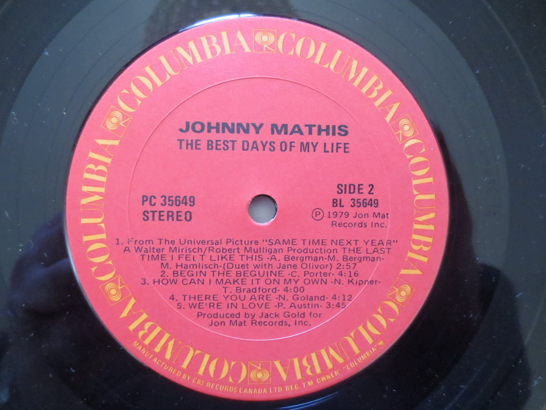 Johnny Mathis – The Best Days of My Life (1979) Vinyl LP