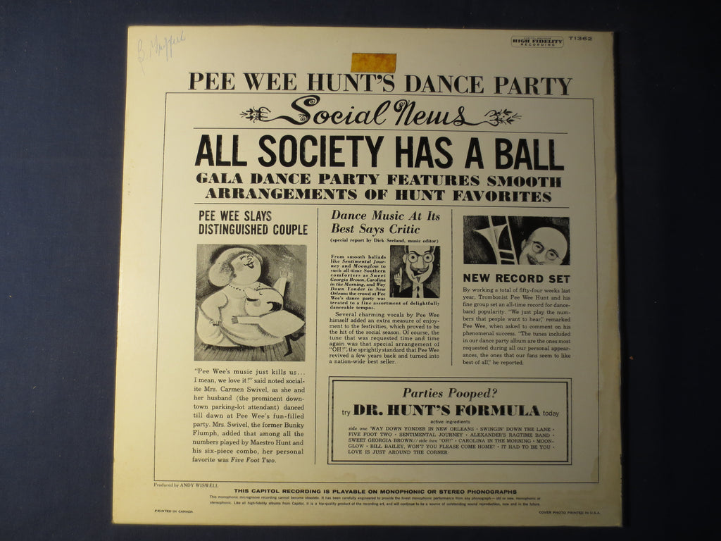 Pee Wee Hunt – Dance Party (1960) Vinyl LP