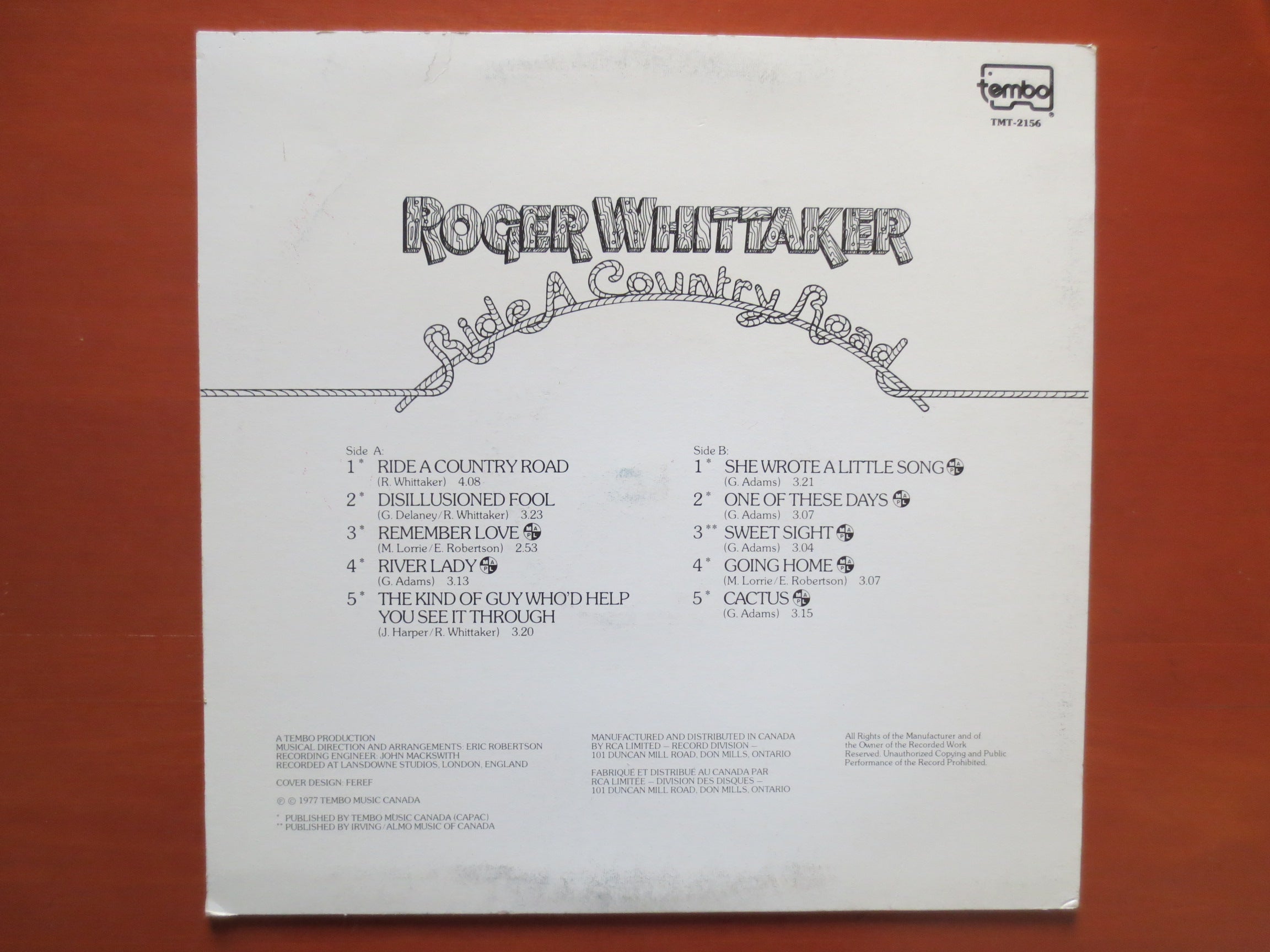 Roger Whittaker – Ride a Country Road (1977) Vinyl LP