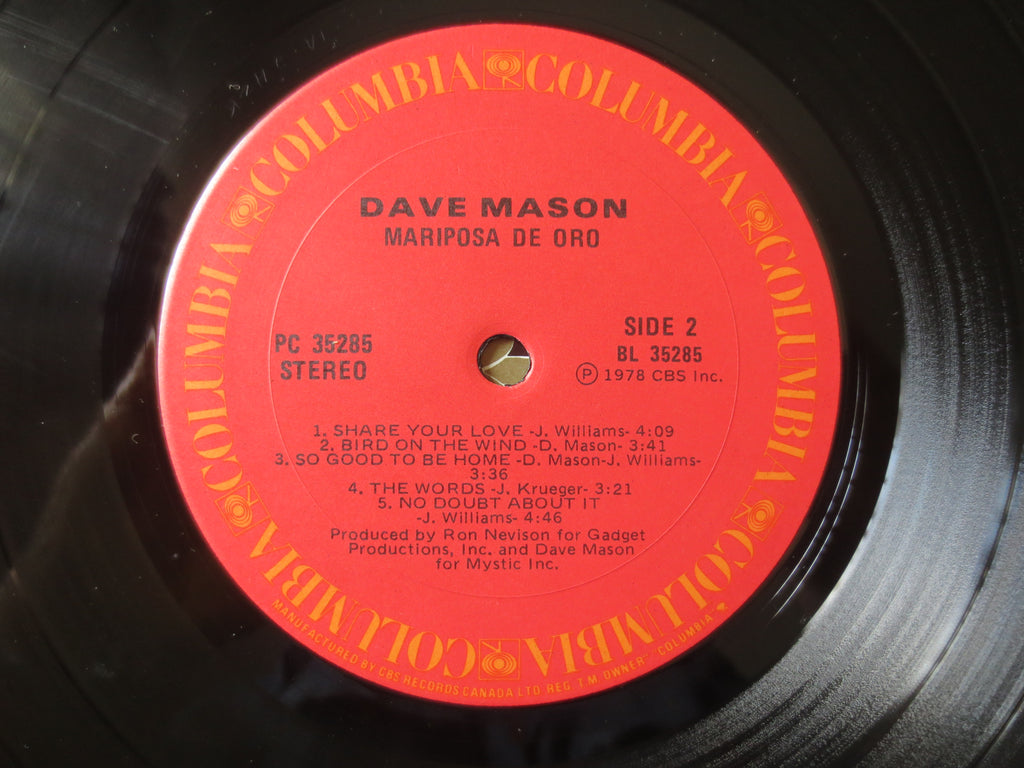 Dave Mason – Mariposa de Oro (1978) Vinyl LP