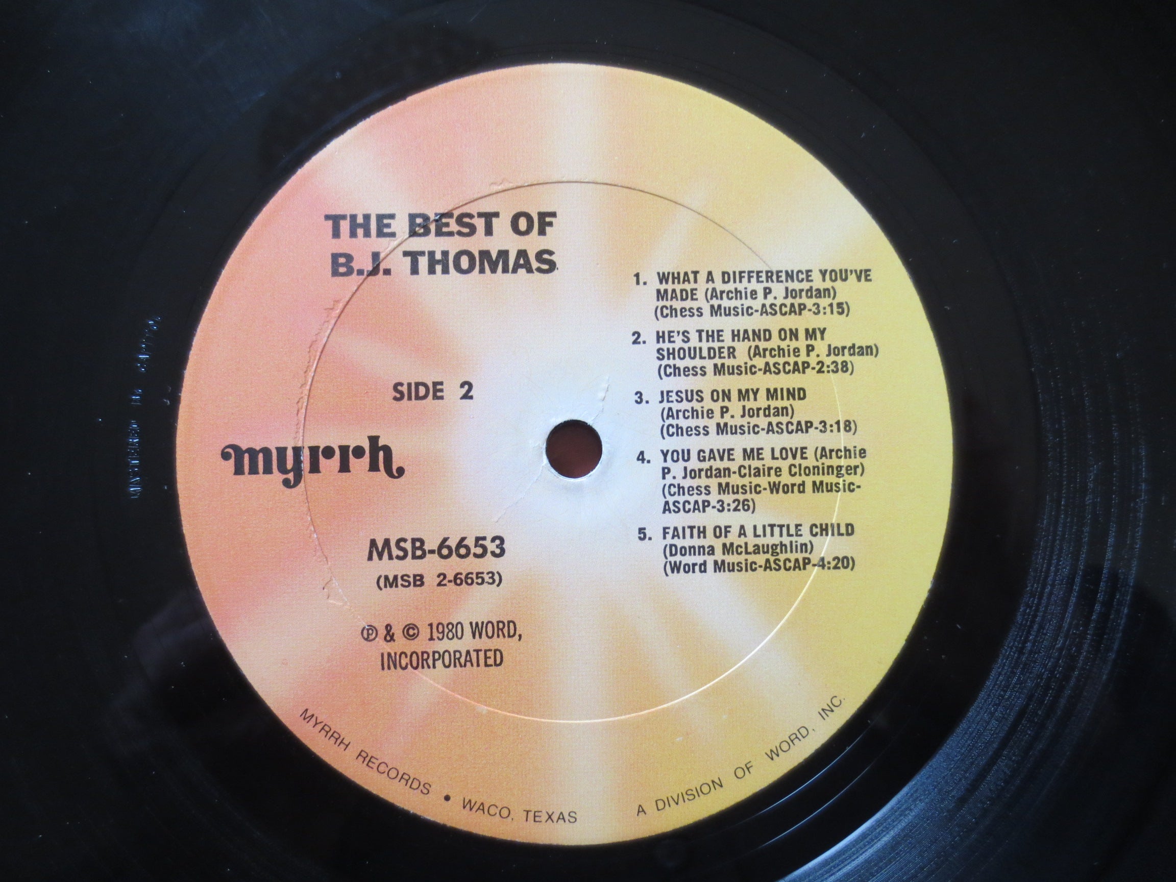 B.J. Thomas – The Best Of (1980) Vinyl LP