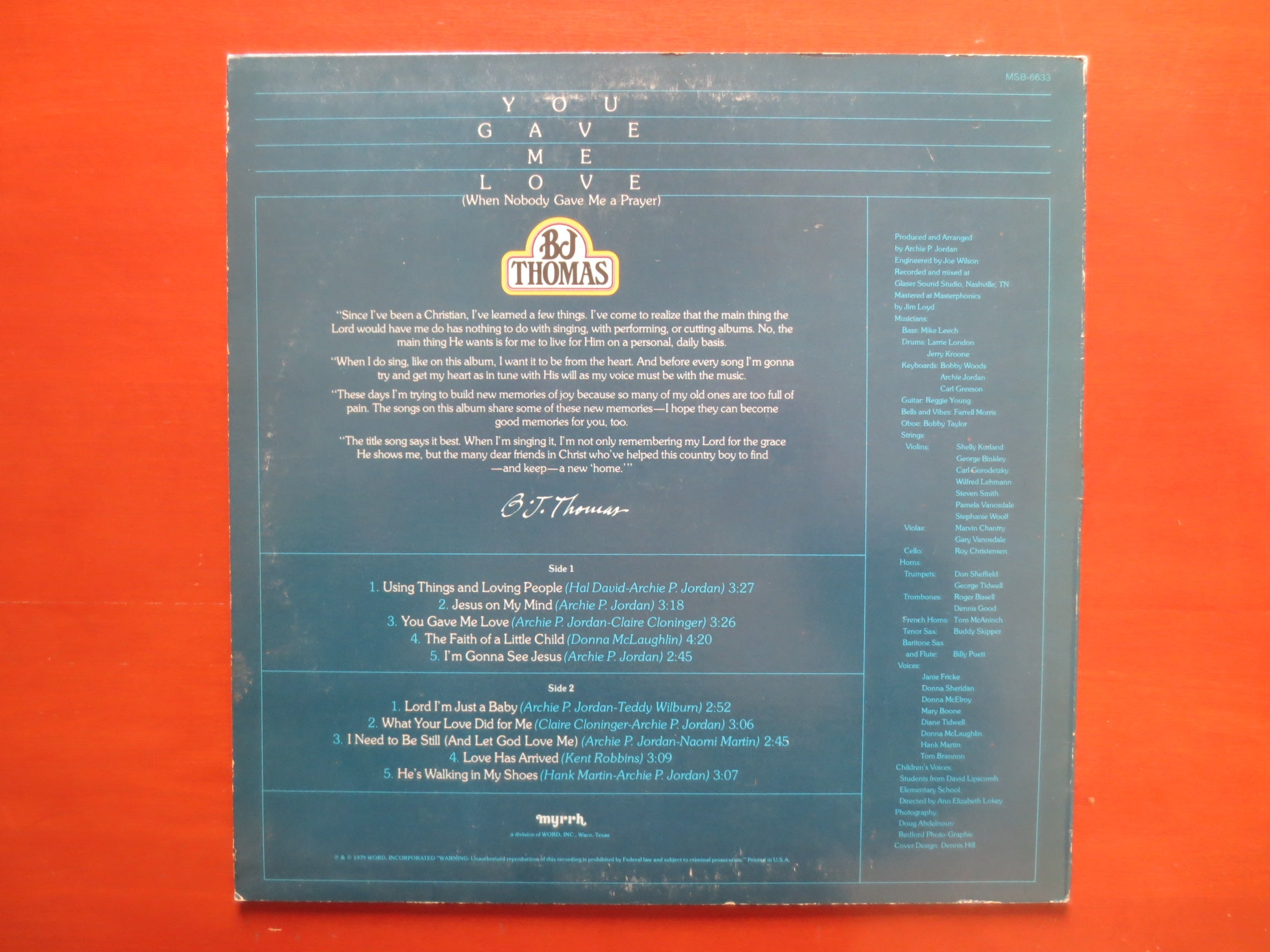 B.J. Thomas – You Gave Me Love (1979) Vinyl LP