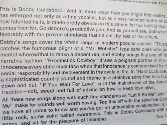 Bobby Goldsboro – This Is Bobby Goldsboro (1968) Vinyl LP — Factory Sealed