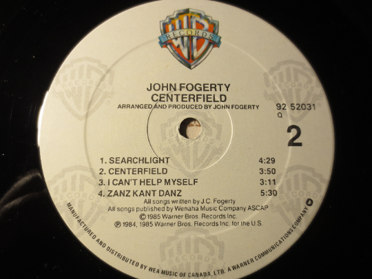JOHN FOGERTY, CENTERFIELD, John Fogerty Records, John Fogerty Albums, John Fogerty Vinyl, Vintage Vinyl, Lps, 1985 Records