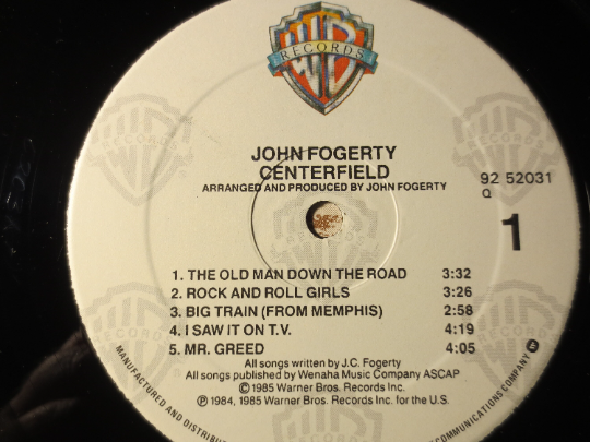JOHN FOGERTY, CENTERFIELD, John Fogerty Records, John Fogerty Albums, John Fogerty Vinyl, Vintage Vinyl, Lps, 1985 Records