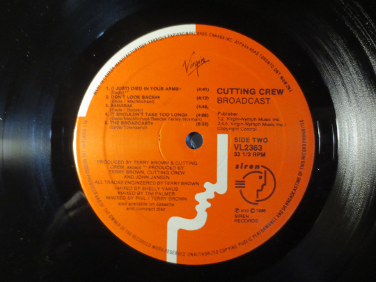 Cutting Crew – Broadcast (1986) Vinyl LP