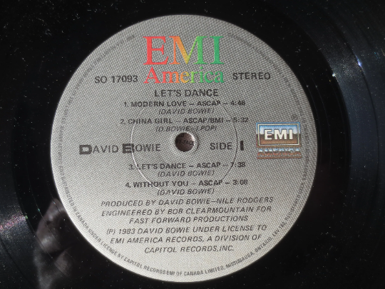 DAVID BOWIE, Let's DANCE, David Bowie Record, David Bowie Album, David Bowie Vinyl, David Bowie Lp, Rock Lp, 1983 Records